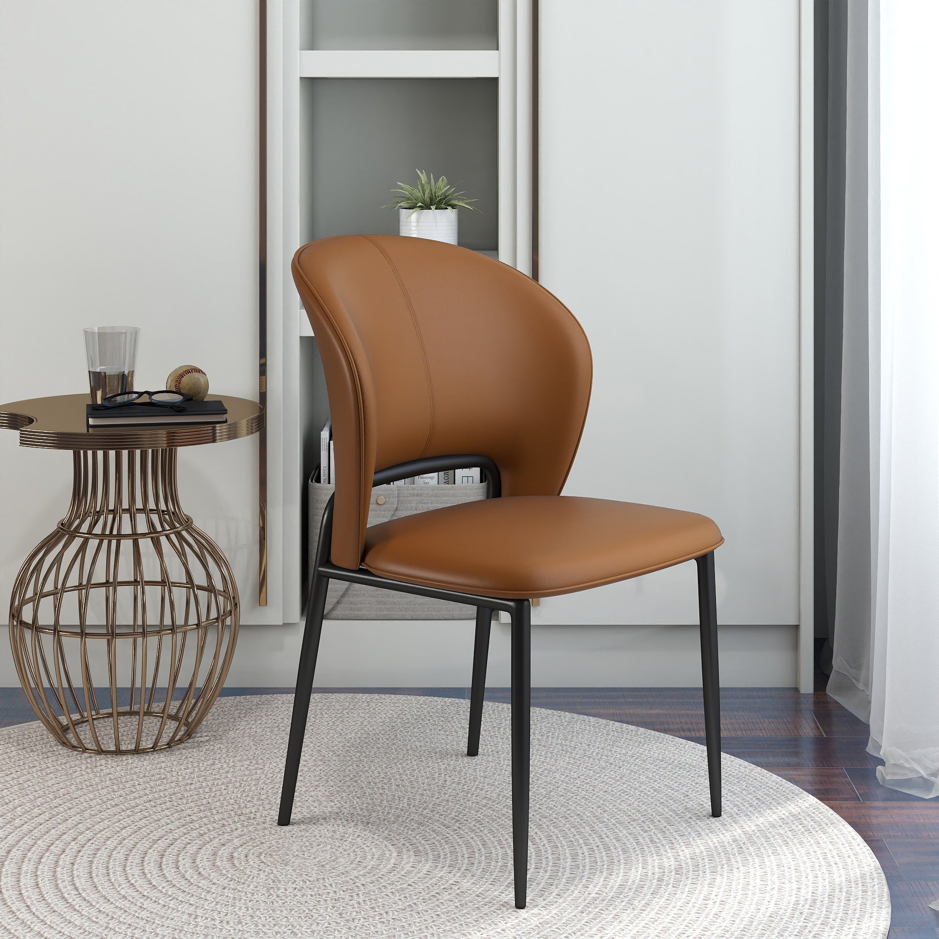 TH Italian Style Dining Chair Set of 2 | Faux Leather | Metal Frame