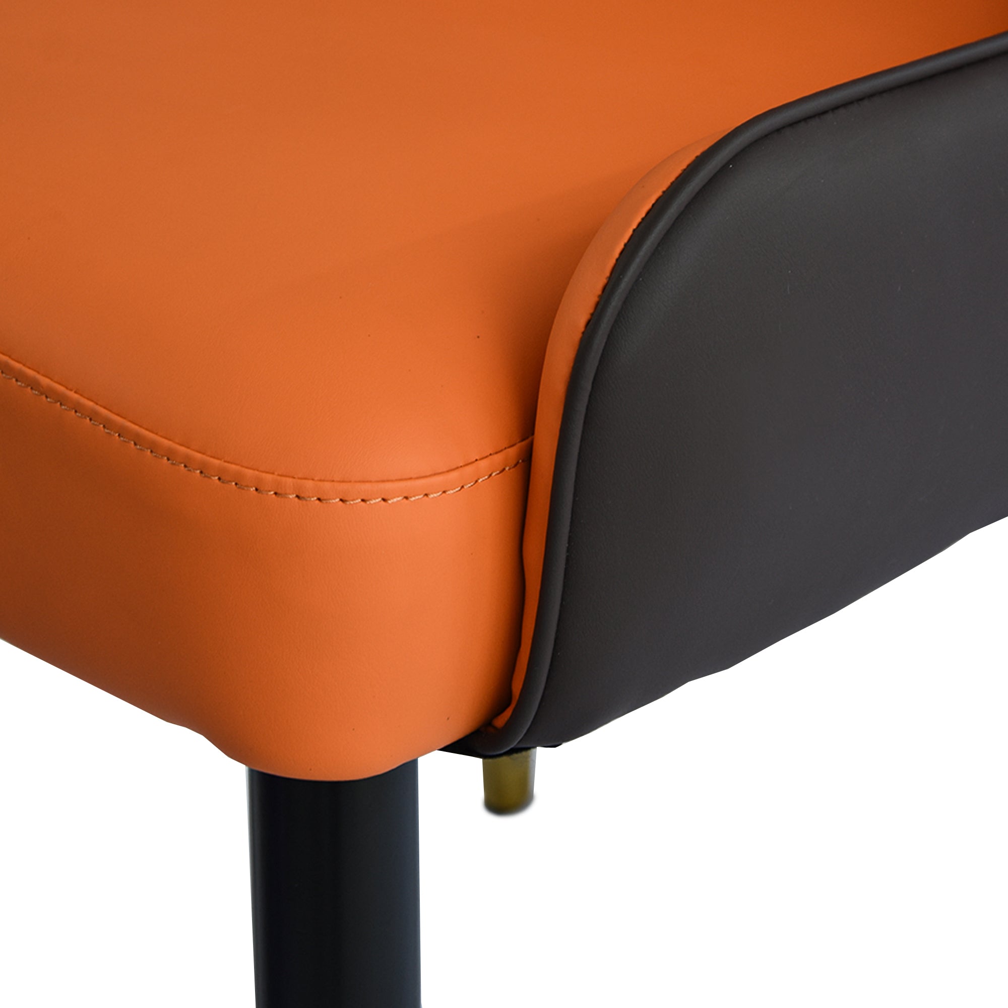 TH Quilted Back Dining Chair Set of 2 | Contrast Color Vegan Leather