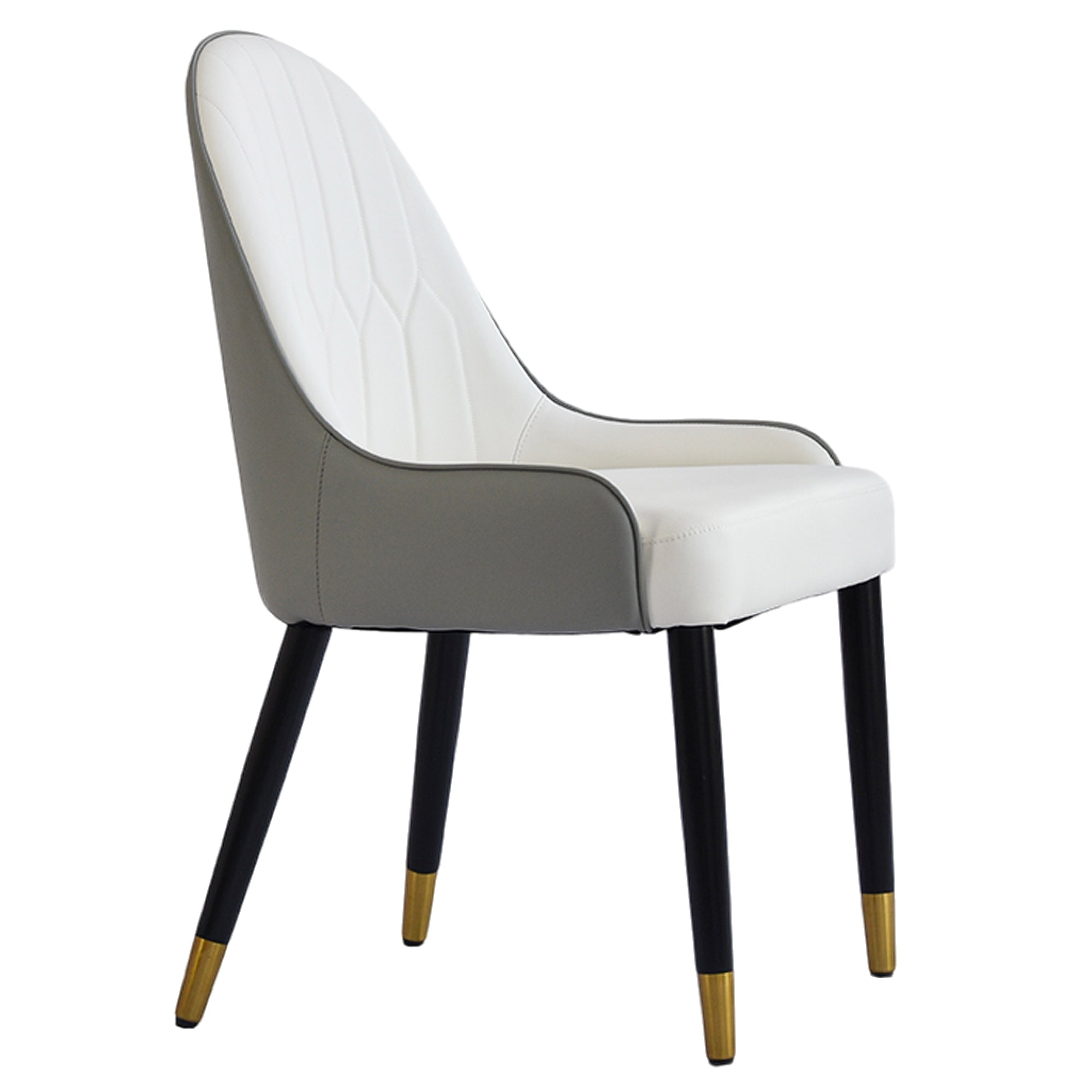 TH Quilted Back Dining Chair Set of 2 | Contrast Color Vegan Leather