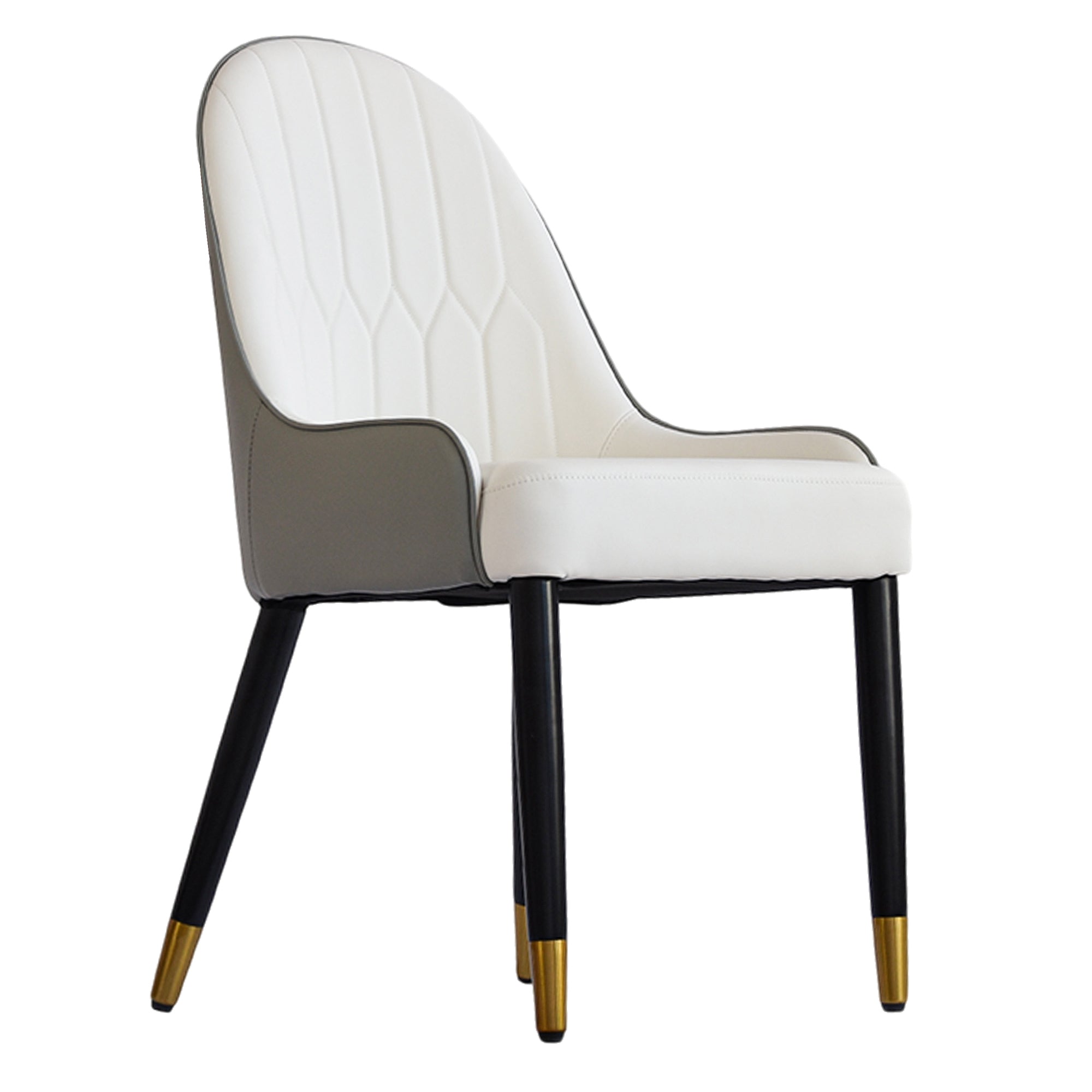 TH Quilted Back Dining Chair Set of 2 | Contrast Color Vegan Leather