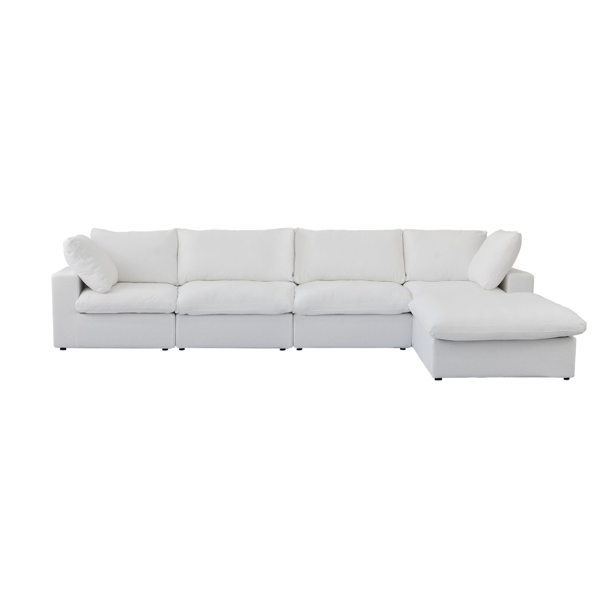 TH Cloud Sectional Modular Sofa | Modular Washable 160-Inch Linen L-Shaped Sectionals 5-Seaters