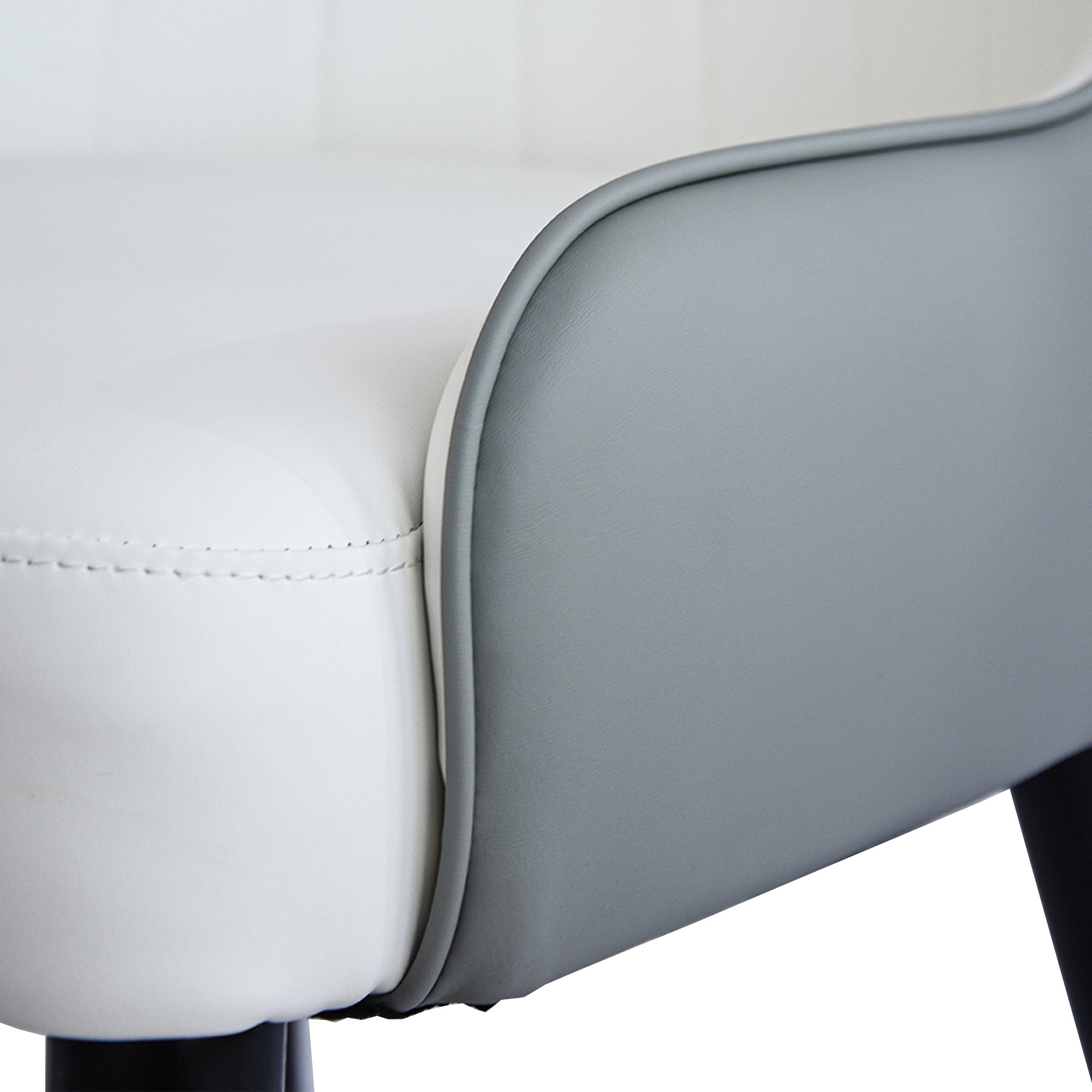 TH Quilted Back Dining Chair Set of 2 | Contrast Color Vegan Leather