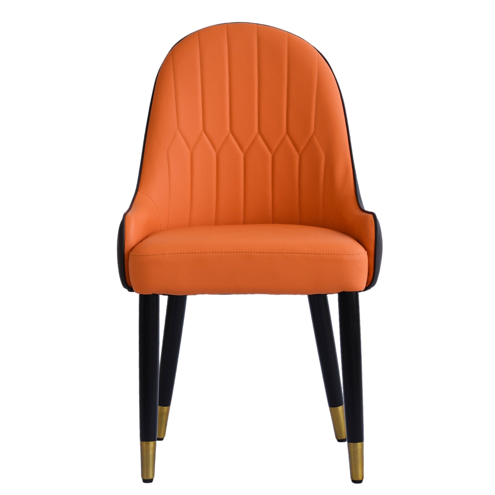 TH Quilted Back Dining Chair Set of 2 | Contrast Color Vegan Leather