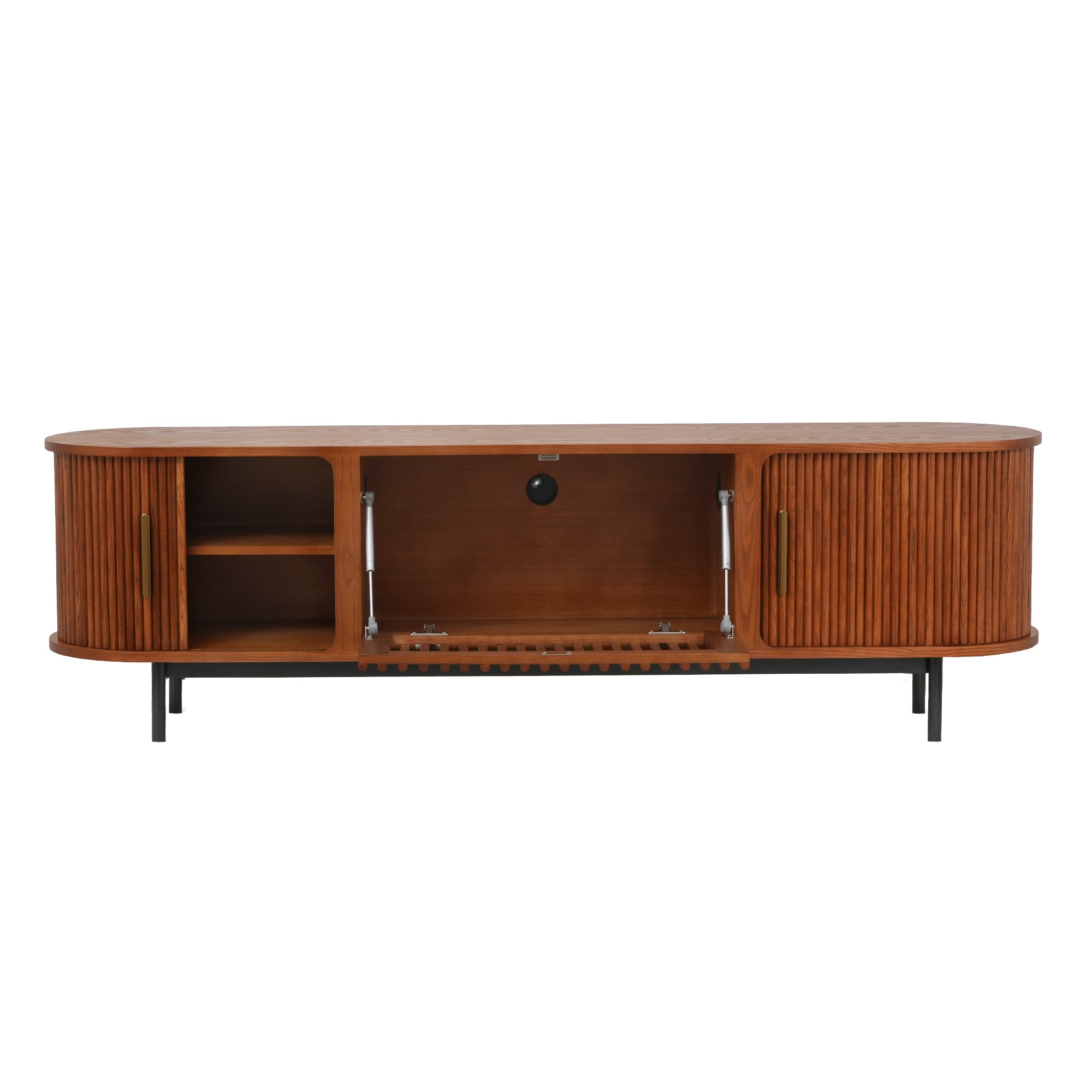 Mid-Century Slatted Wood TV Stand