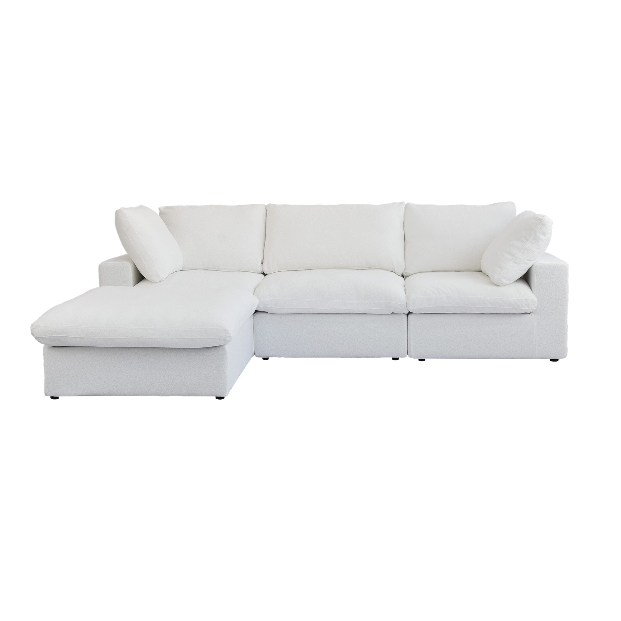 TH Cloud Sectional Modular Sofa | Washable Cover 120-Inch Linen L-Shaped Sectionals 4-Seaters