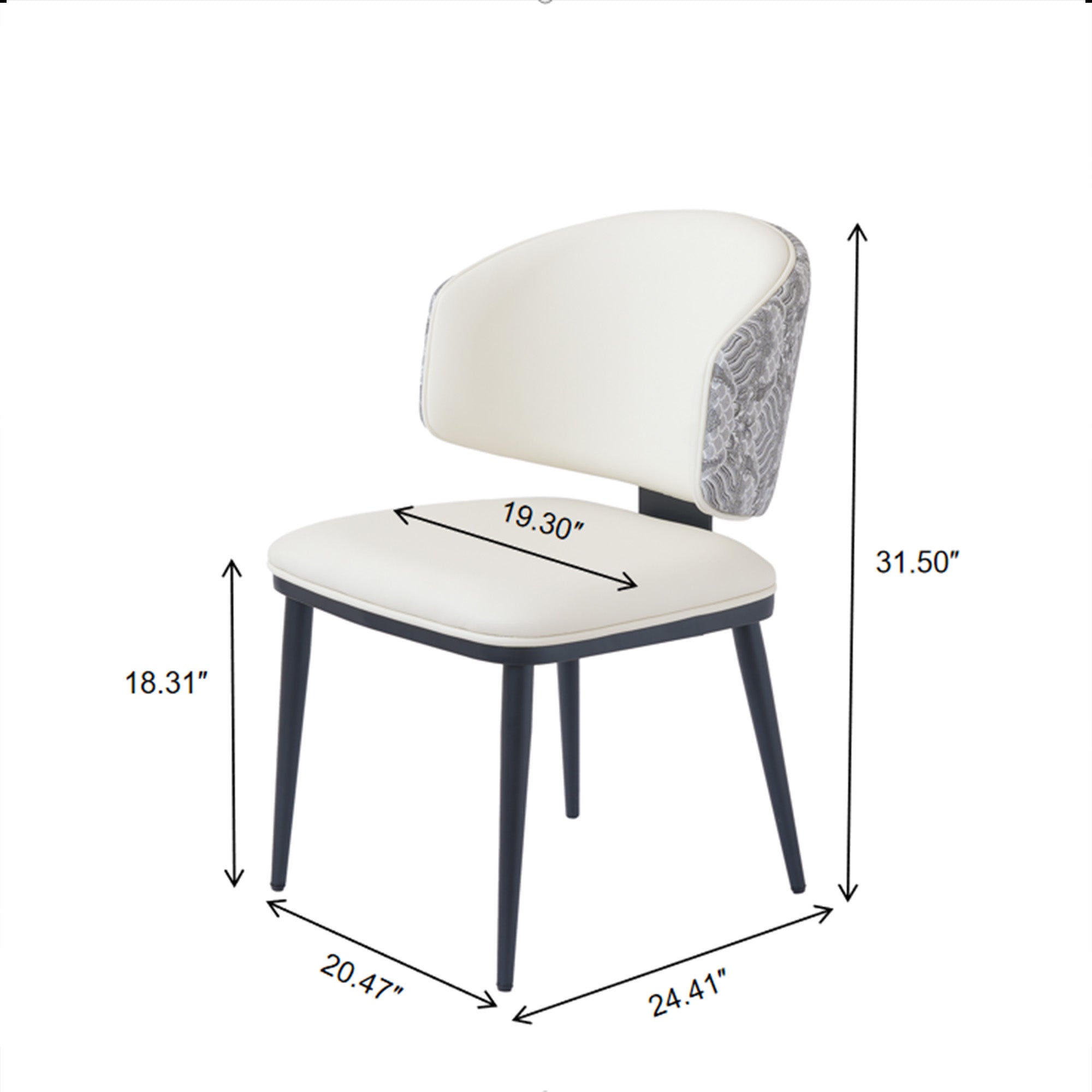 TH Minimalist Luxury Dining Chair Set of 2 | Vegan Leather | Metal Legs
