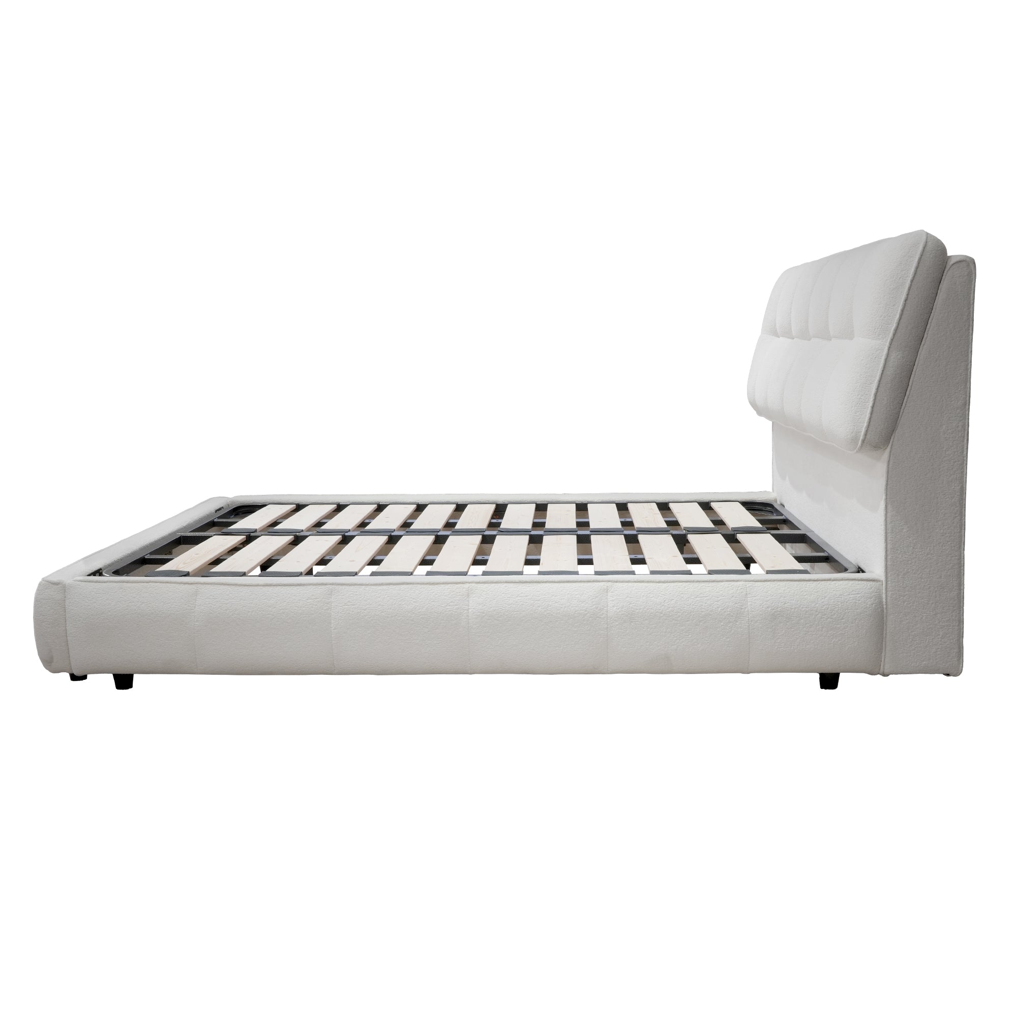 Bed Frame Soft White Valvet Fabric Queen/King Size (Do not ship-Local delivery only)