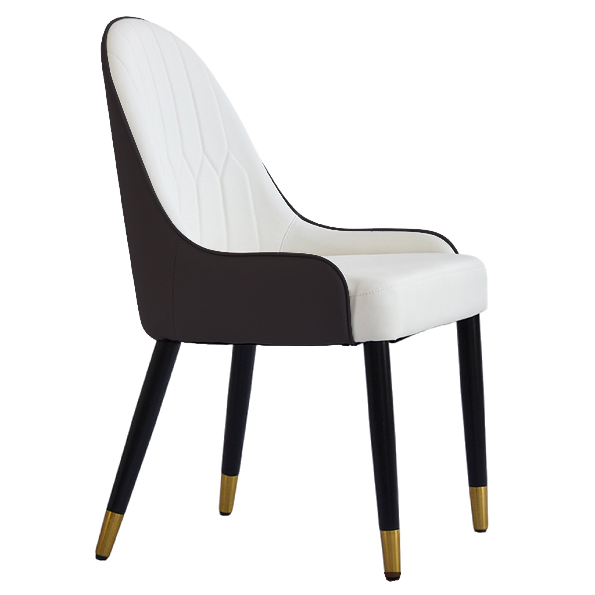 TH Quilted Back Dining Chair Set of 2 | Contrast Color Vegan Leather