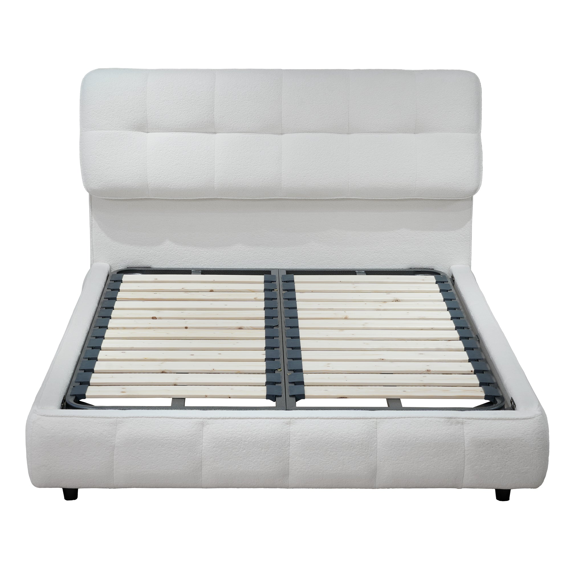 Bed Frame Soft White Valvet Fabric Queen/King Size (Do not ship-Local delivery only)