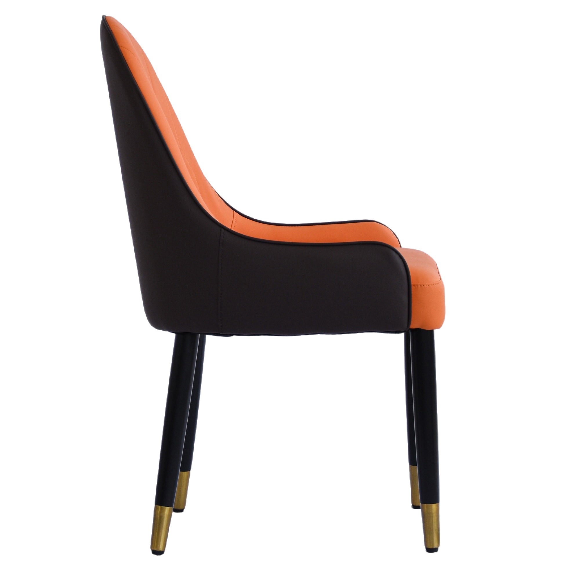 TH Quilted Back Dining Chair Set of 2 | Contrast Color Vegan Leather