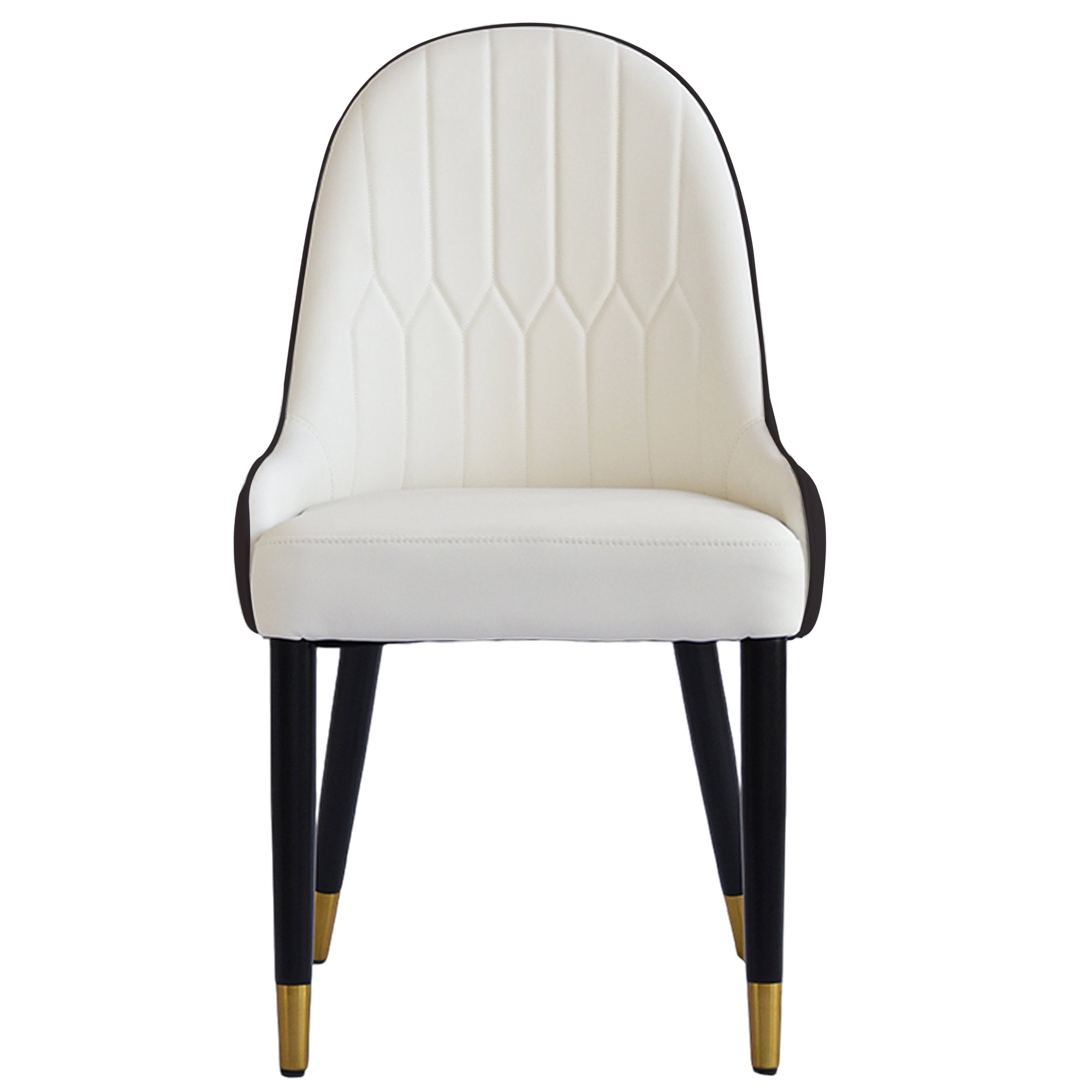 TH Quilted Back Dining Chair Set of 2 | Contrast Color Vegan Leather