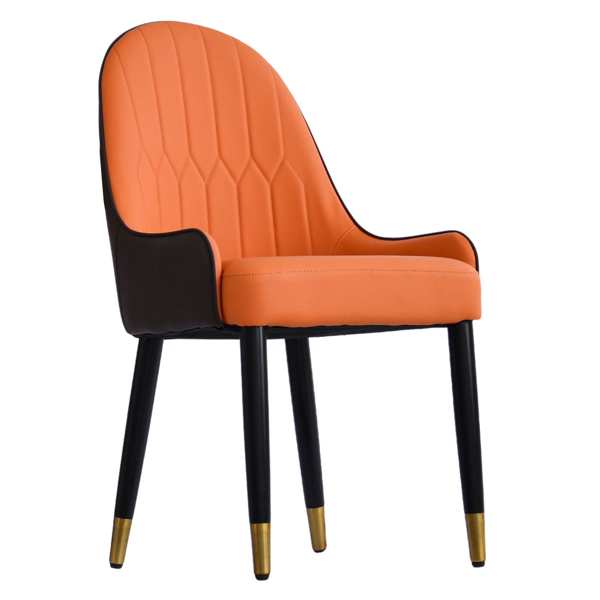 TH Quilted Back Dining Chair Set of 2 | Contrast Color Vegan Leather