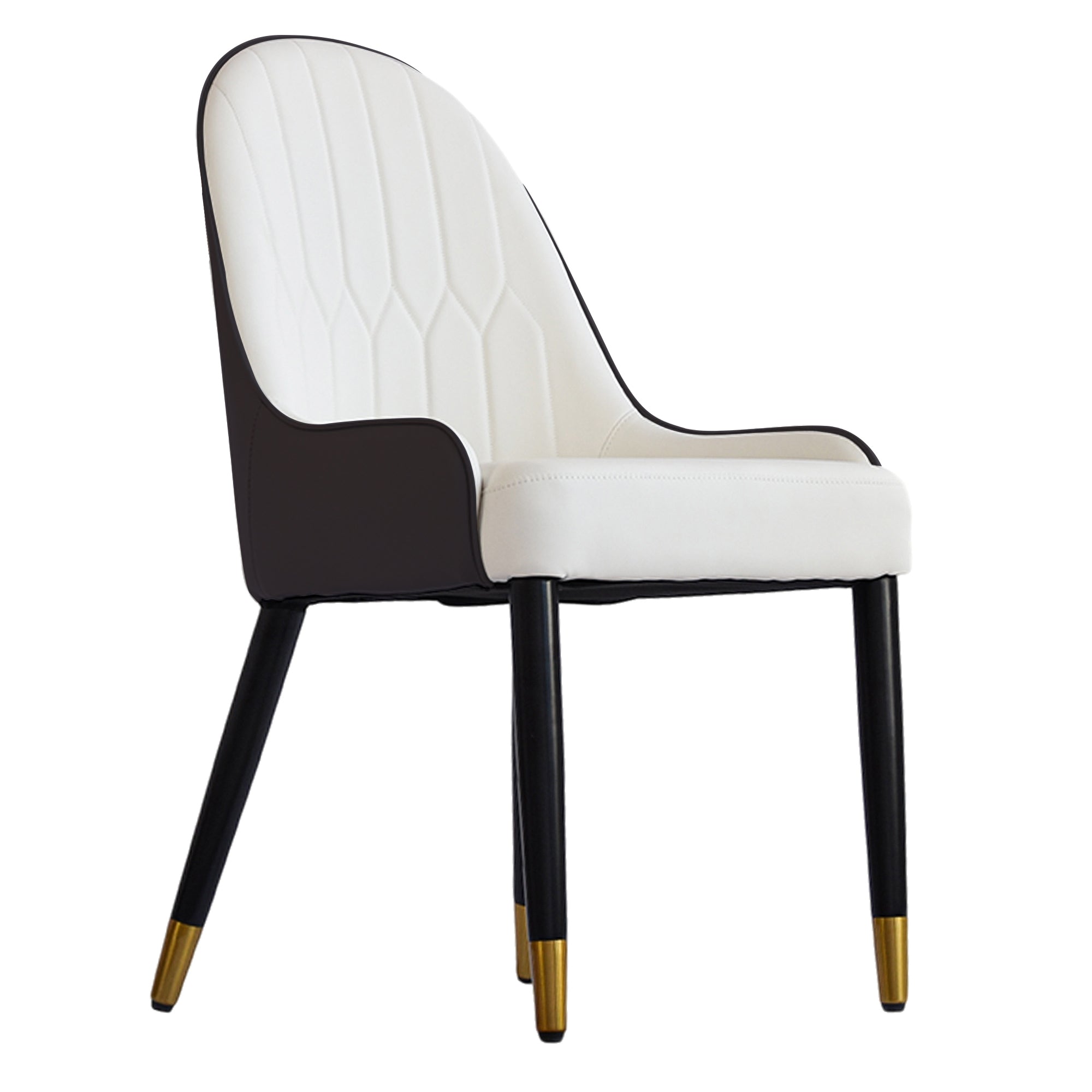 TH Quilted Back Dining Chair Set of 2 | Contrast Color Vegan Leather