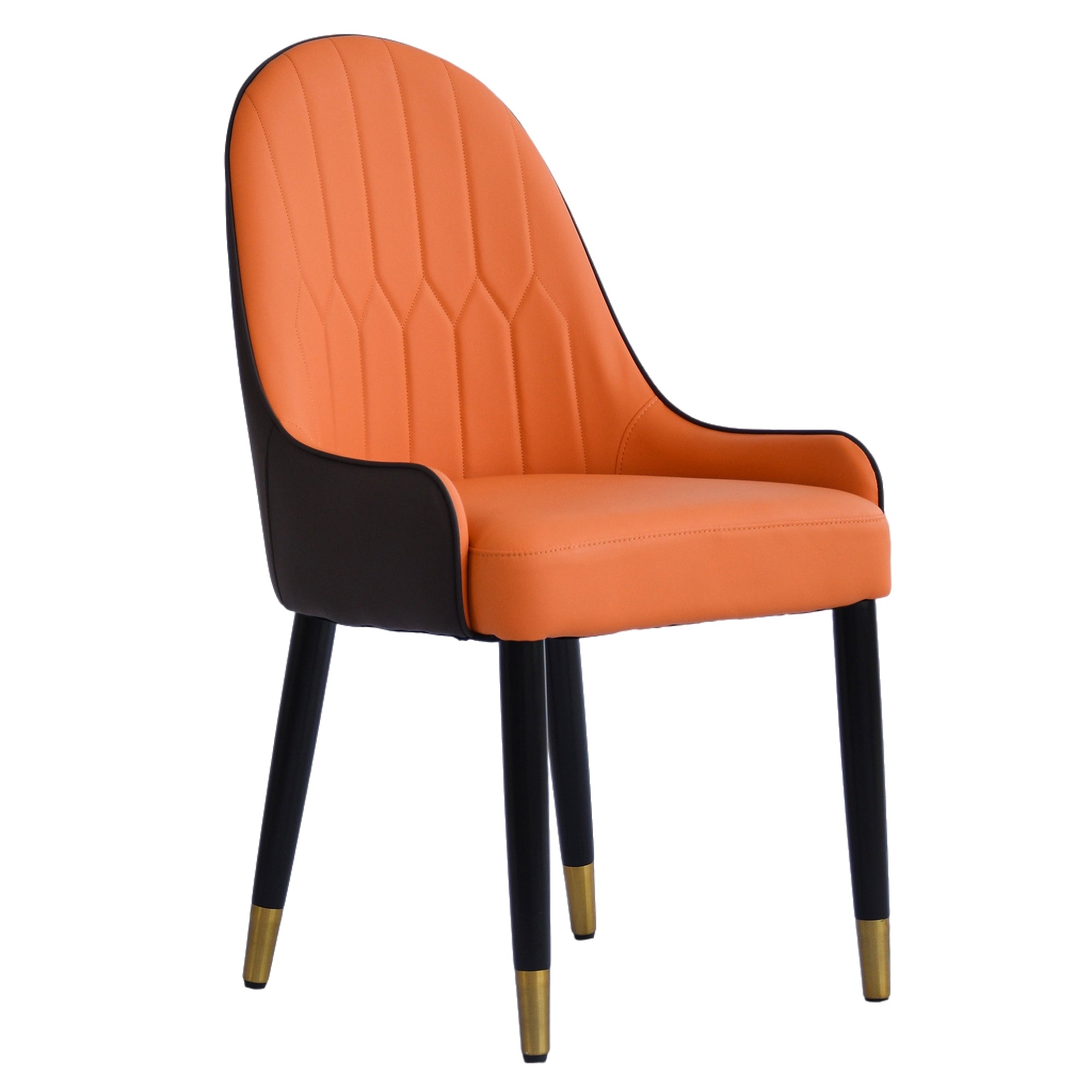 TH Quilted Back Dining Chair Set of 2 | Contrast Color Vegan Leather