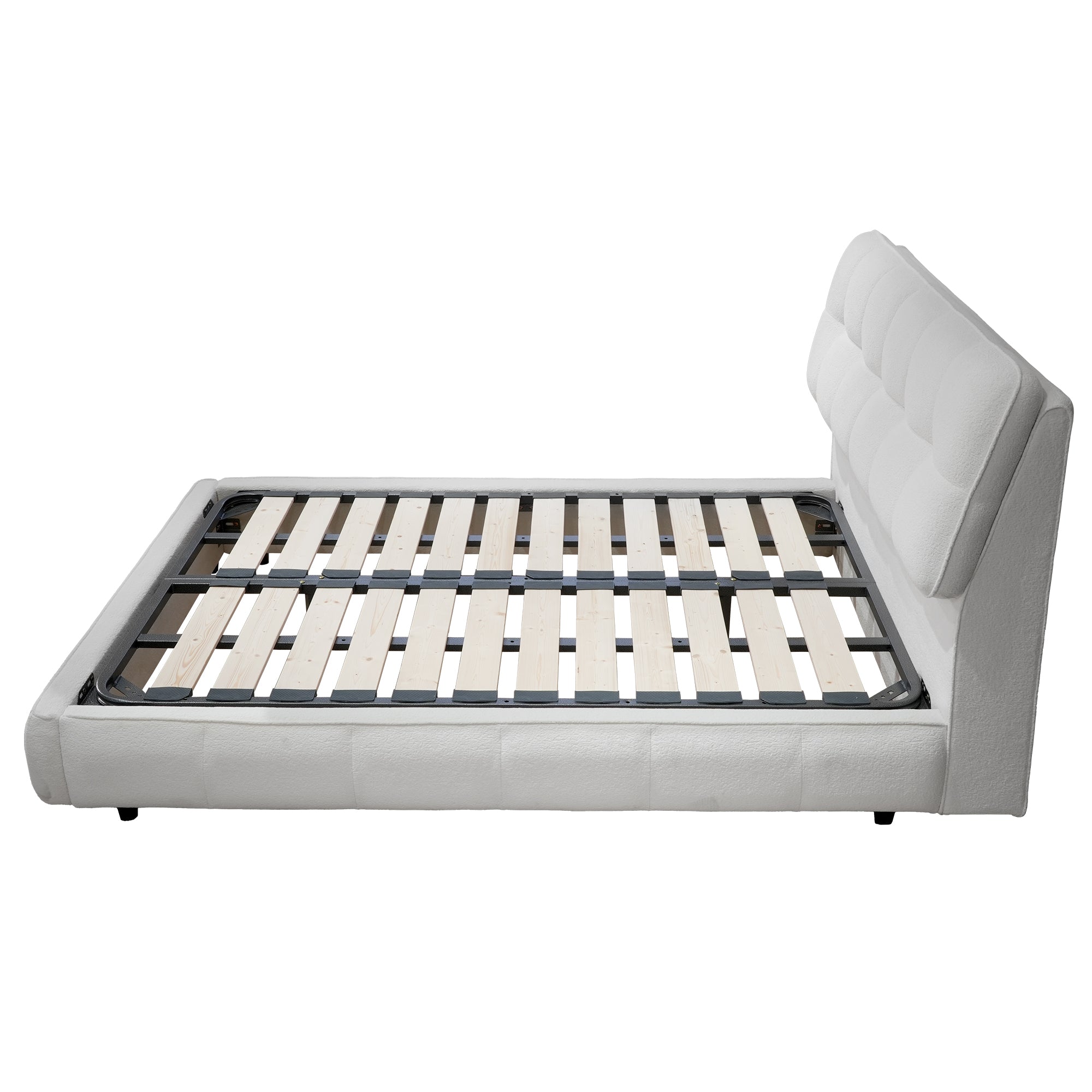 Bed Frame Soft White Valvet Fabric Queen/King Size (Do not ship-Local delivery only)