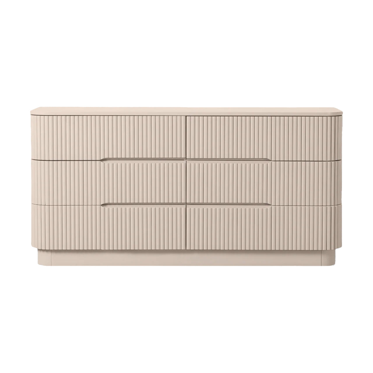 Beige Fluted 6-Drawer Dresser | Modern Minimalist Storage Cabinet