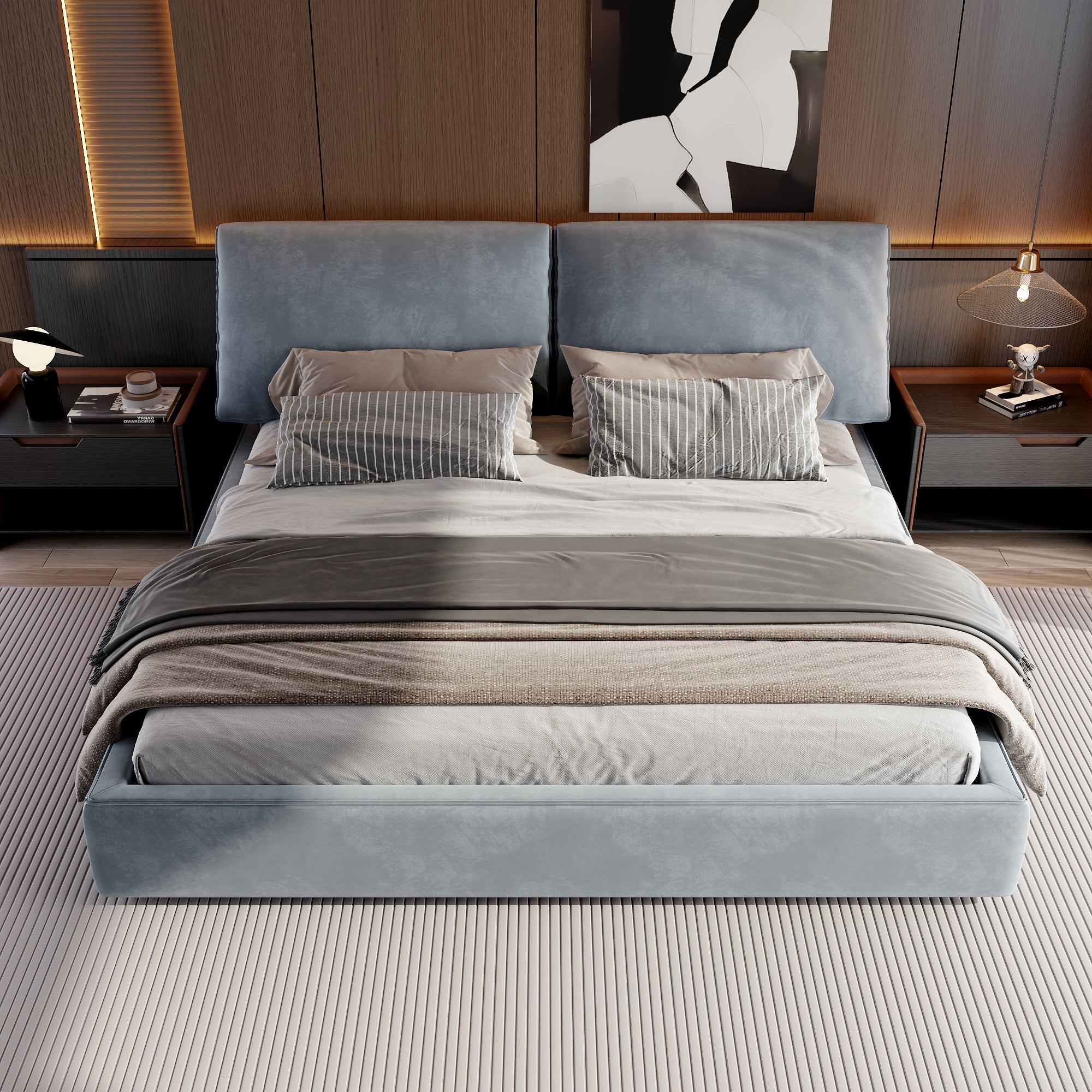 Velvet Modern Queen And King Size Bed (Removable & Washable Cover)