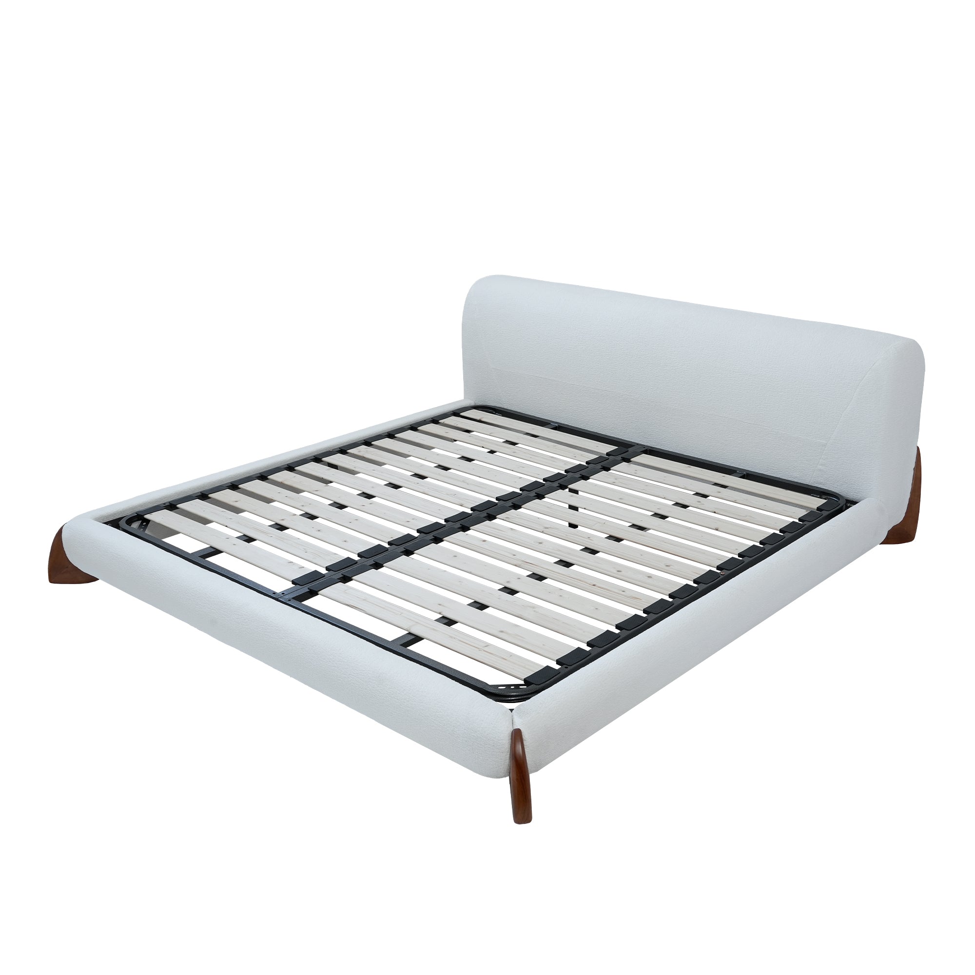 Boucle Upholstered Platform Bed – Queen & King Size