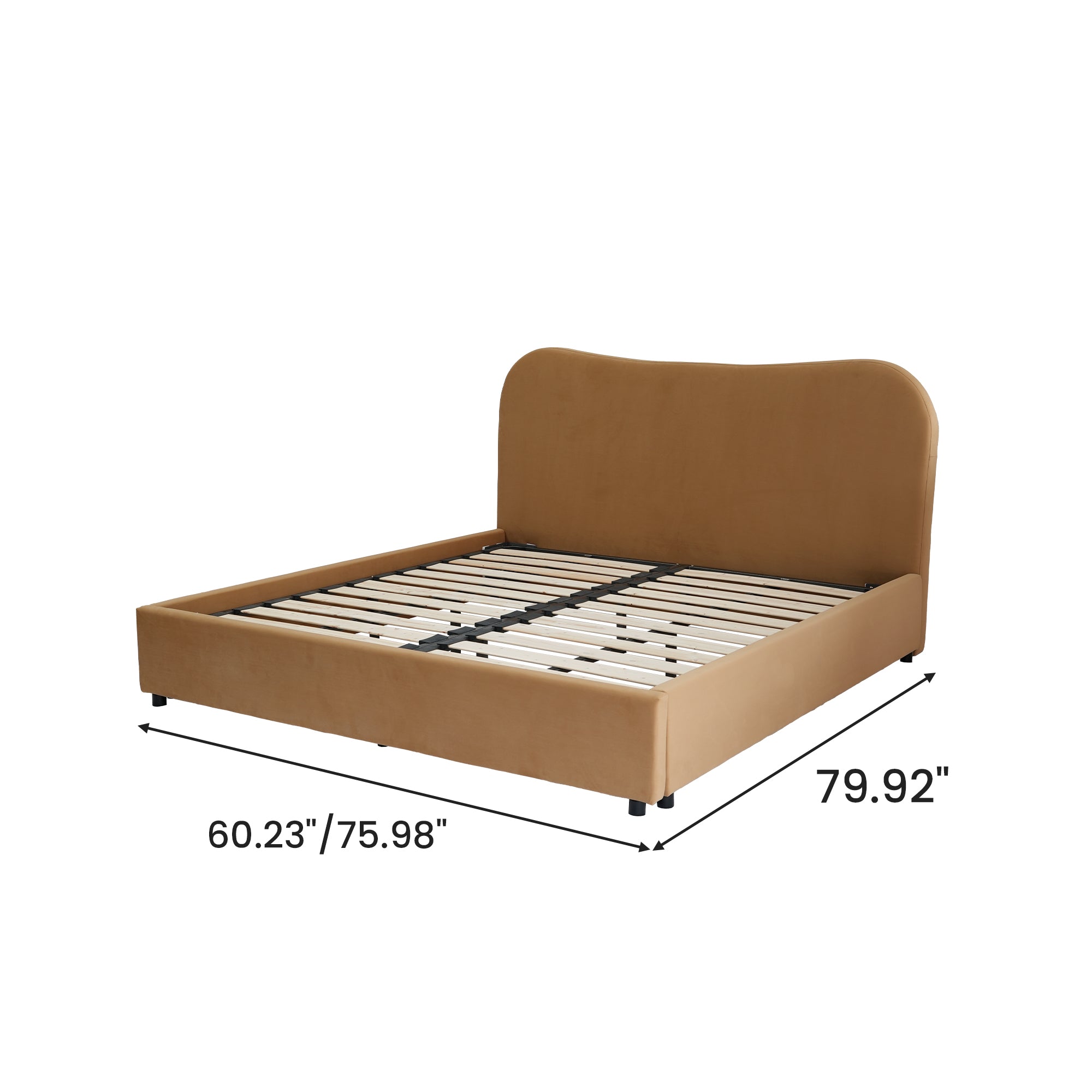 Wave-Shaped Upholstered Platform Bed – 2 Color Options, Queen & King Size