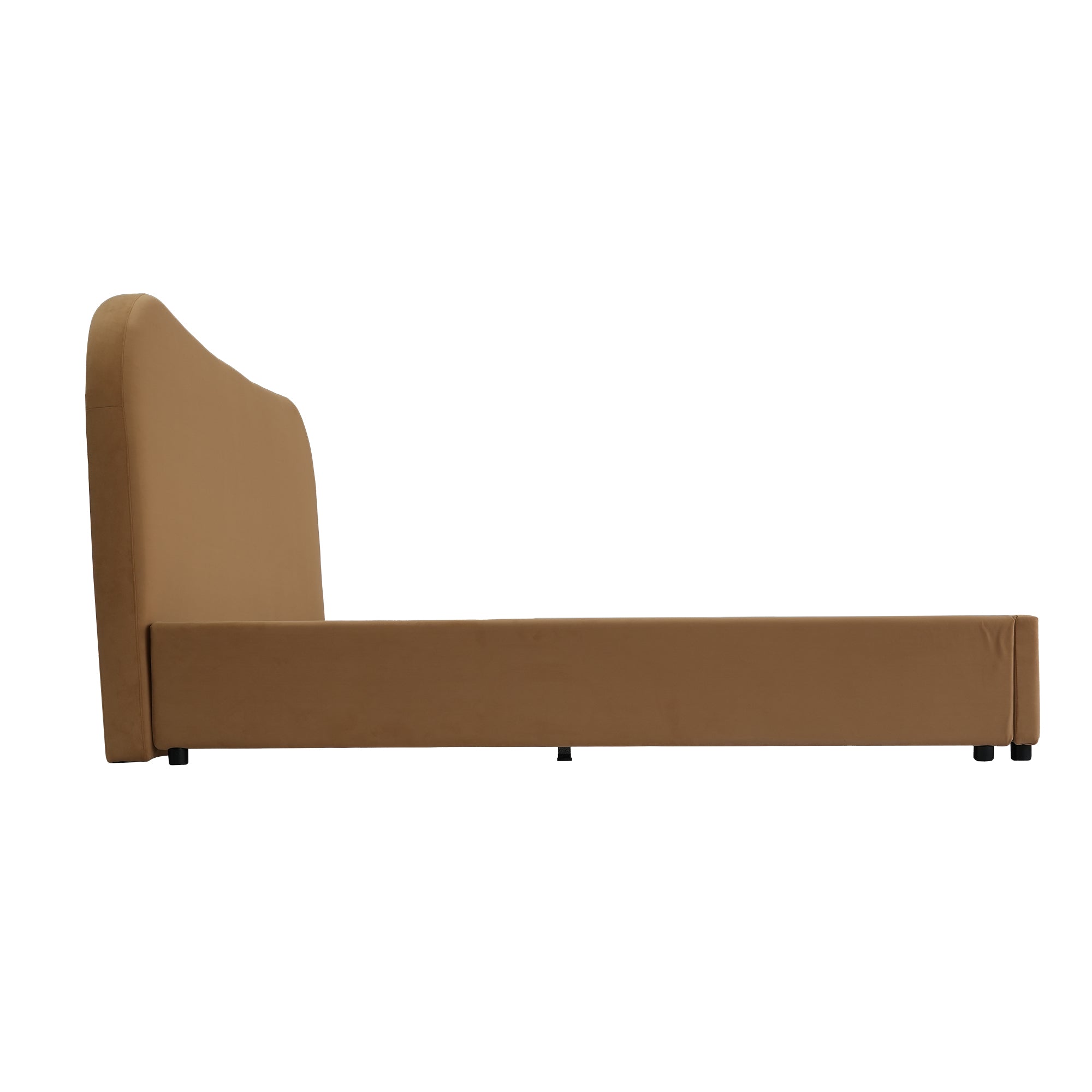 Wave-Shaped Upholstered Platform Bed – 2 Color Options, Queen & King Size