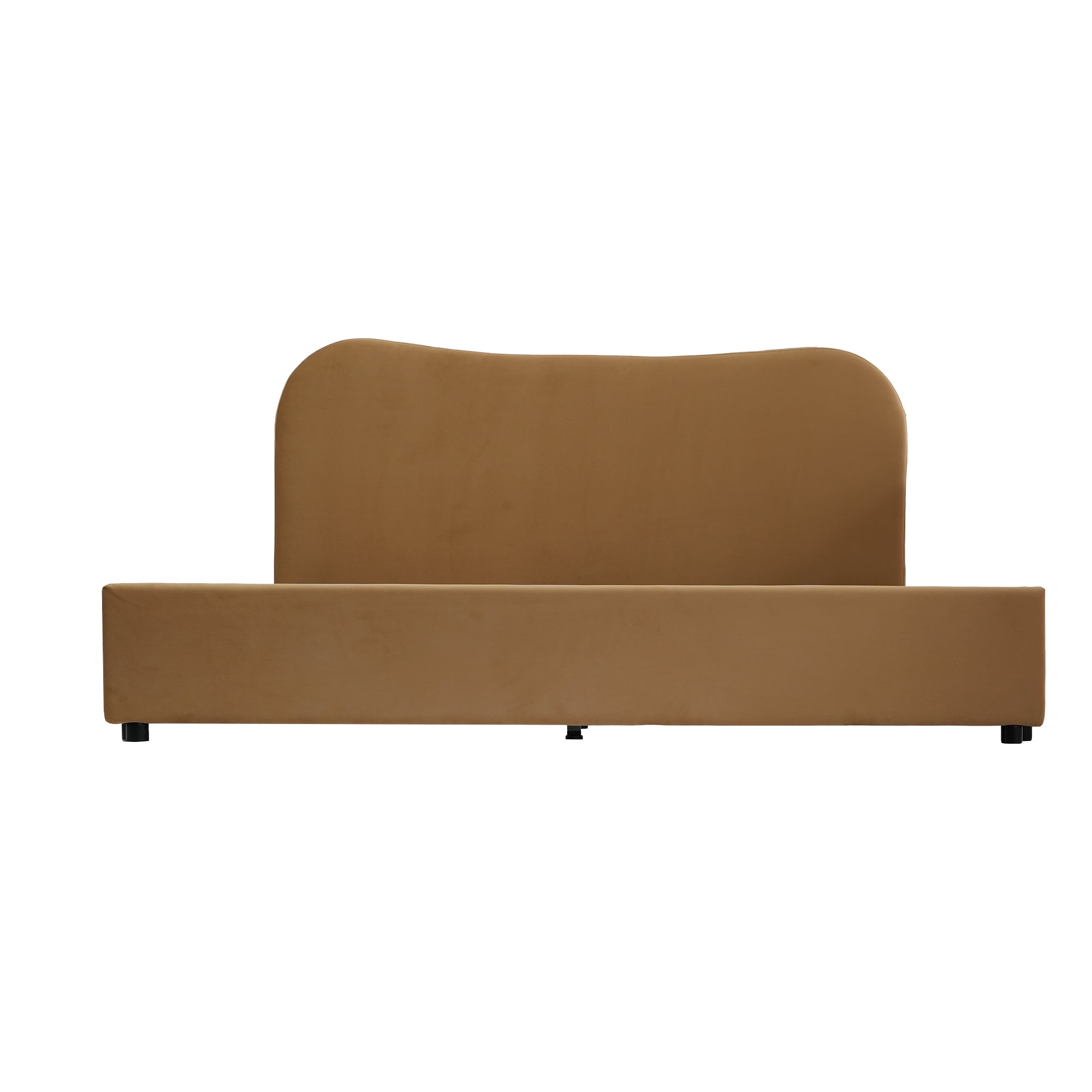 Wave-Shaped Upholstered Platform Bed – 2 Color Options, Queen & King Size