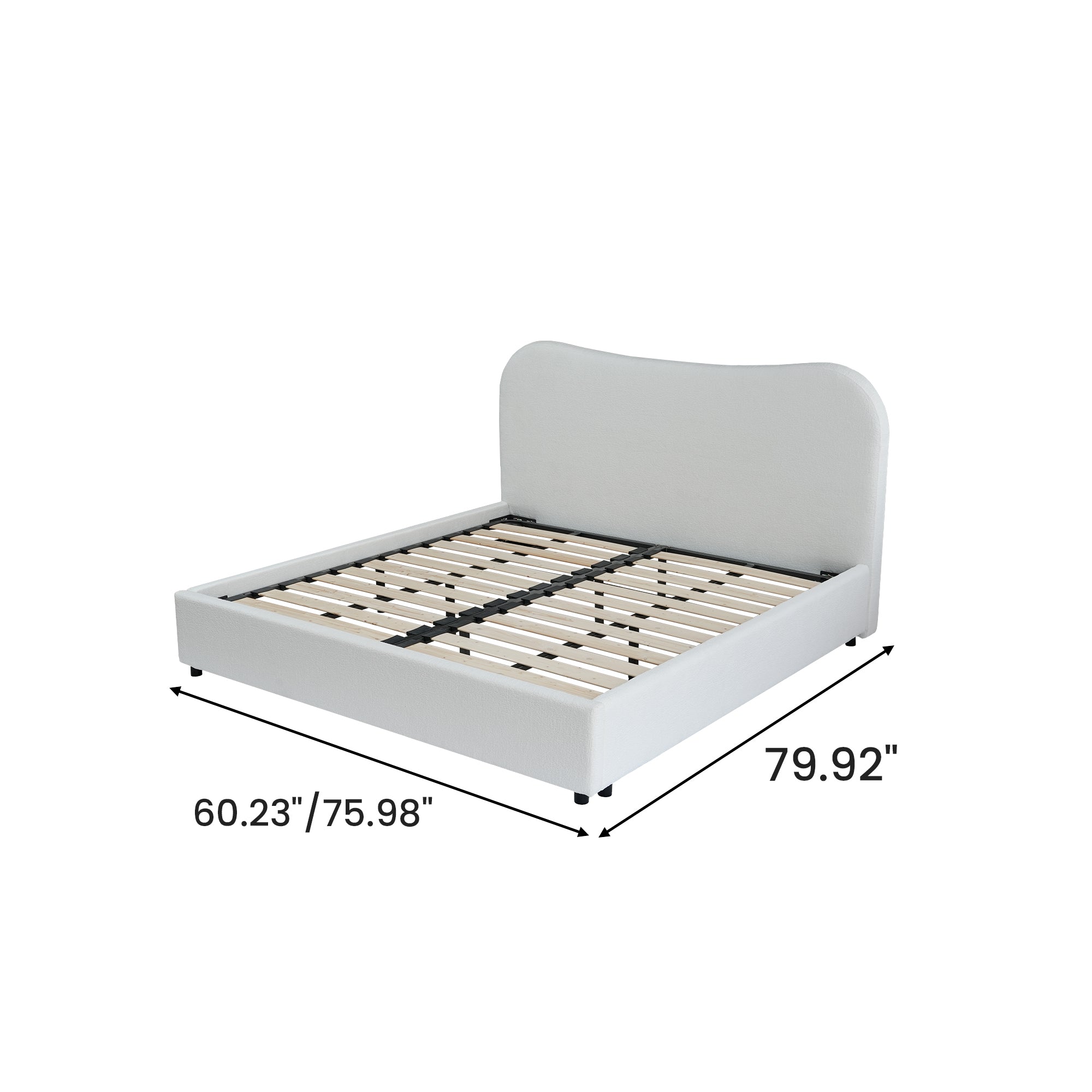 Wave-Shaped Upholstered Platform Bed – 2 Color Options, Queen & King Size