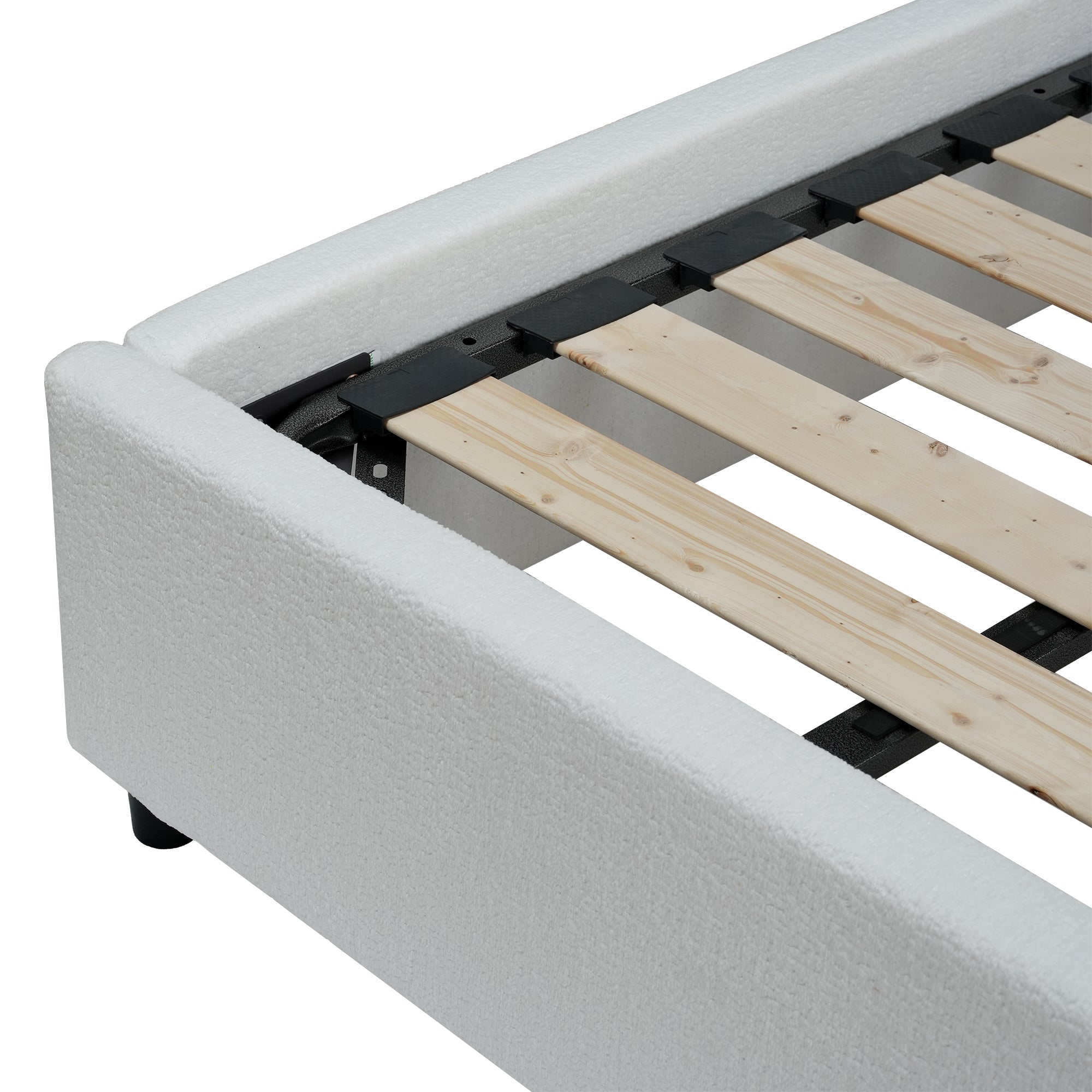 Wave-Shaped Upholstered Platform Bed – 2 Color Options, Queen & King Size