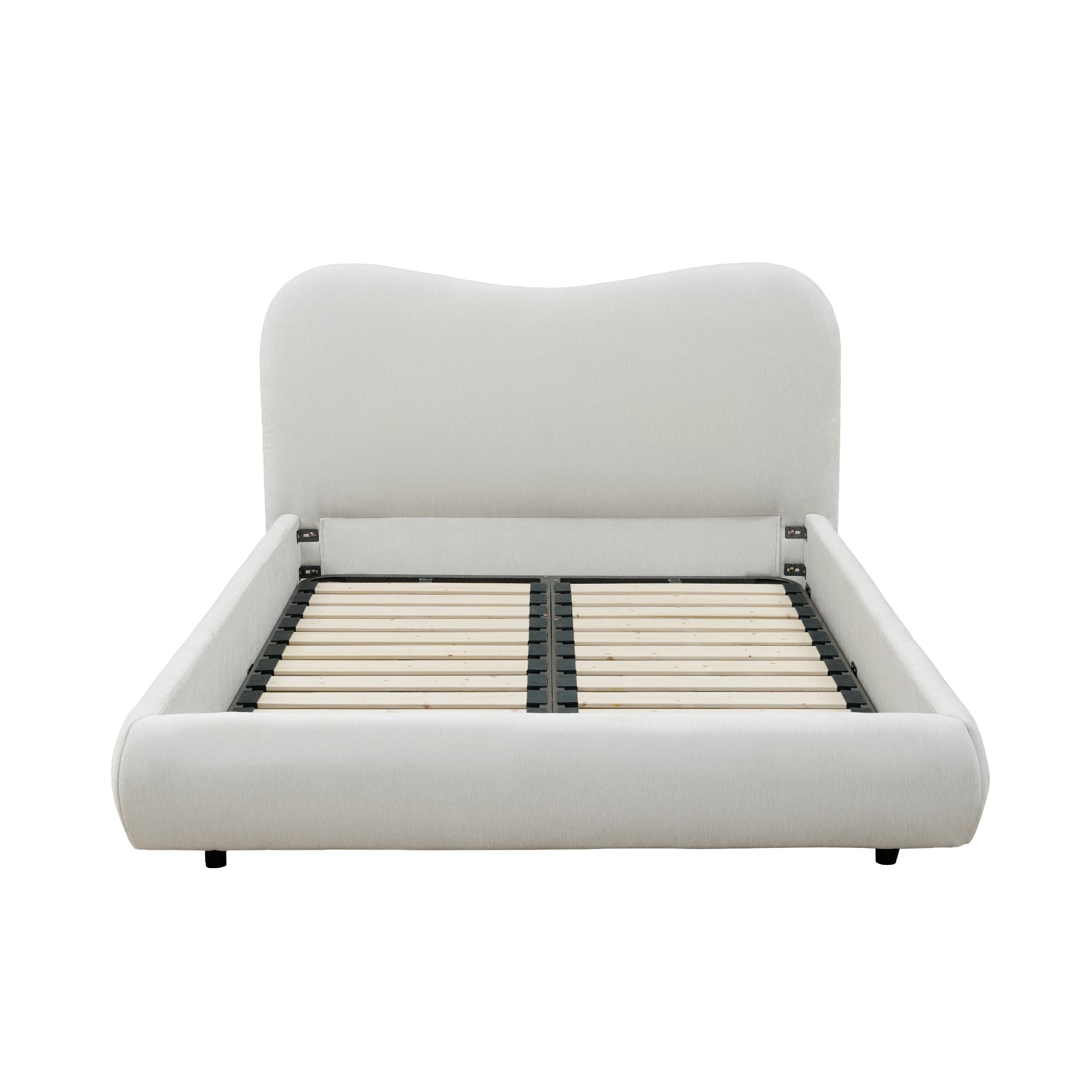 Wave-Shaped Upholstered Platform Bed – Queen & King Size