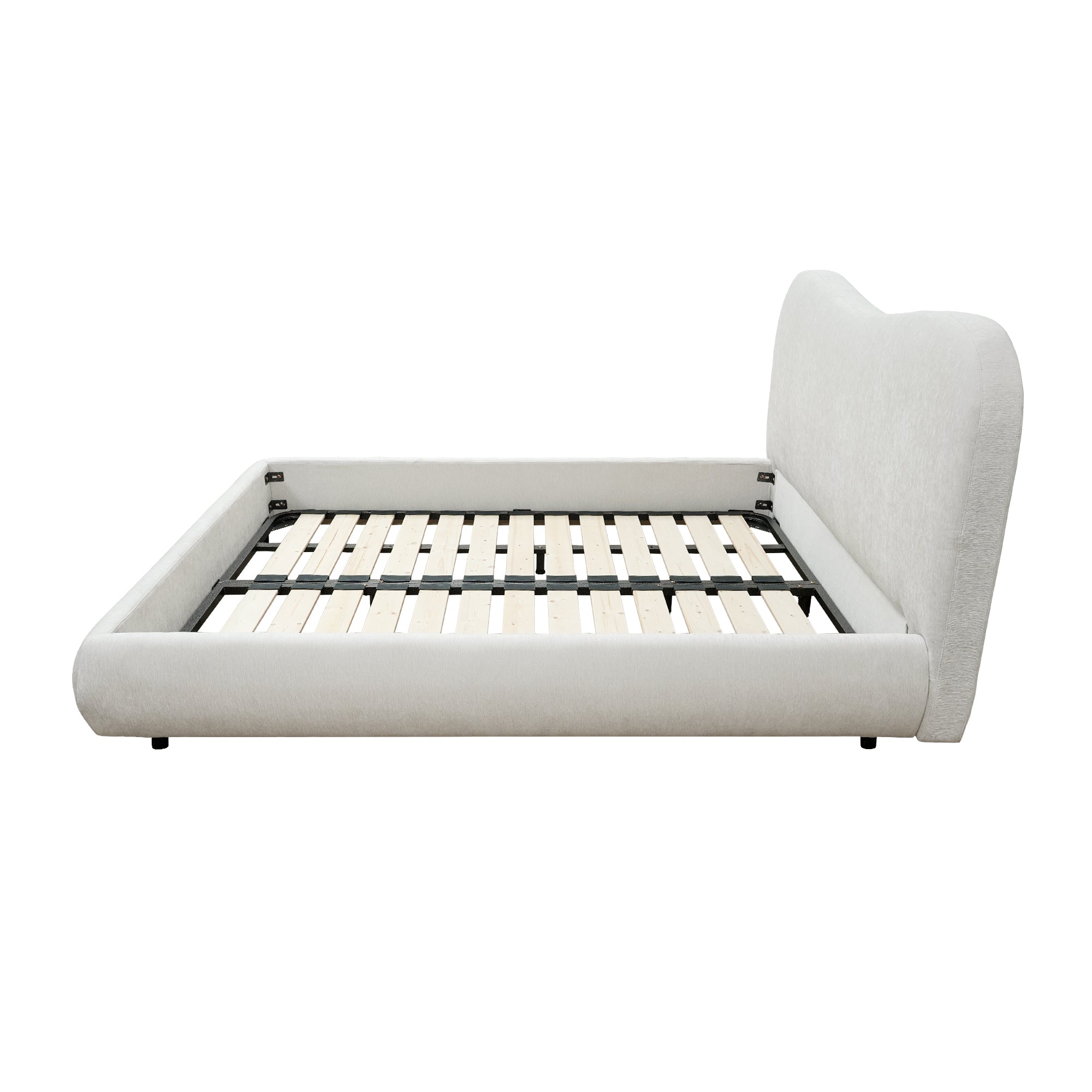 Wave-Shaped Upholstered Platform Bed – Queen & King Size