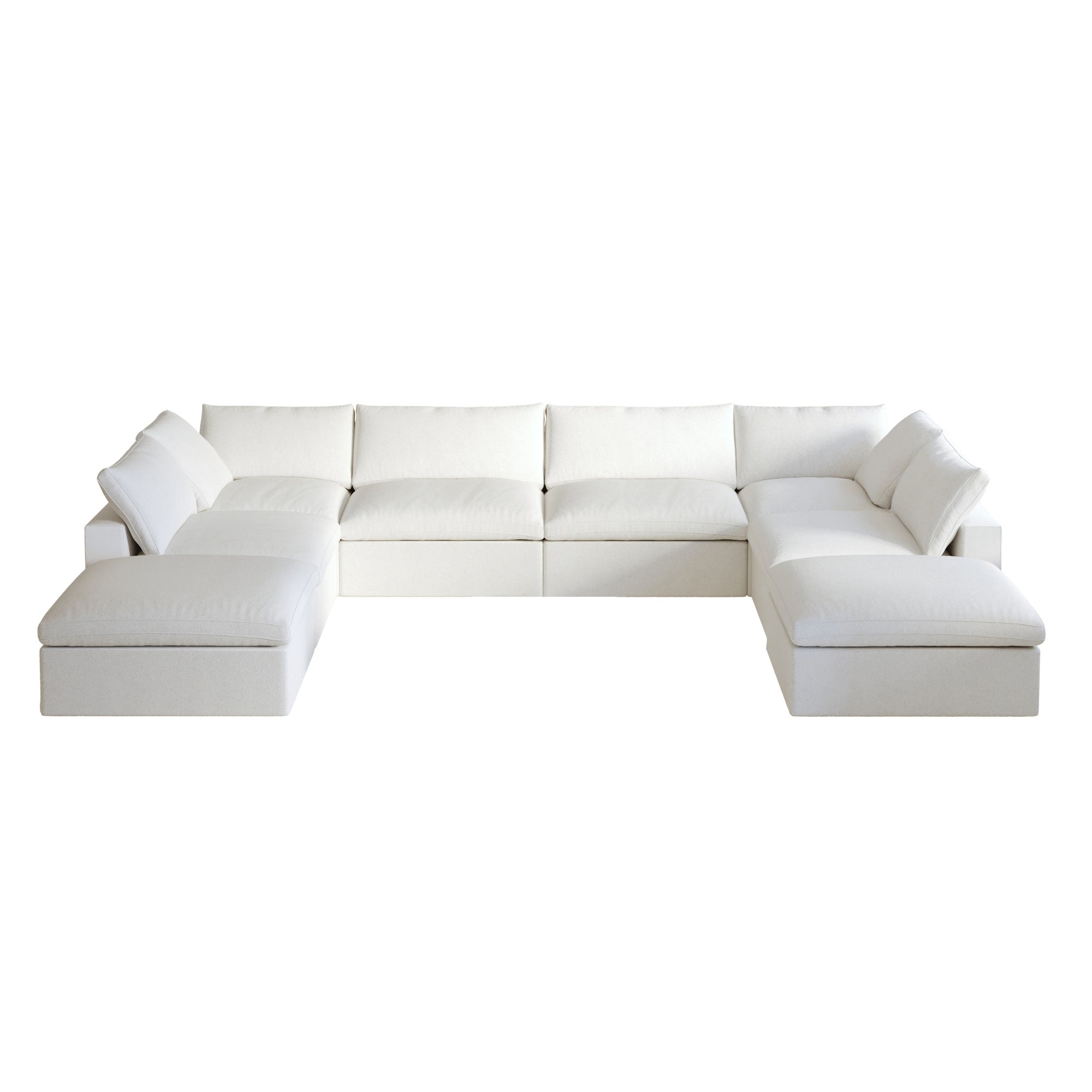 TH Cloud Sectional Modular Sofa | Modular Washable 160-Inch Linen U-Shaped Sectionals 8-Seaters