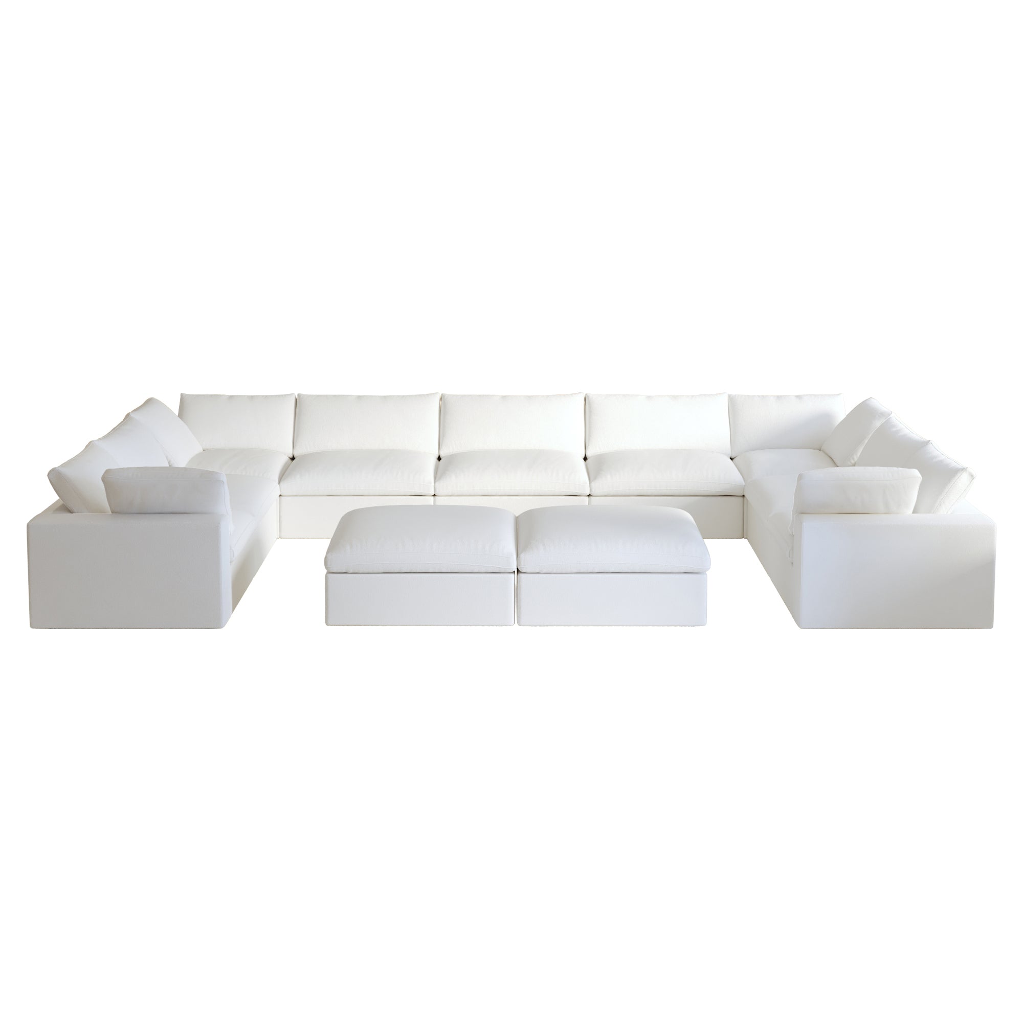 TH Cloud Sectional Modular Sofa | Replaceable Cover 201-Inch Linen U-Shaped Sectionals 9-Seaters