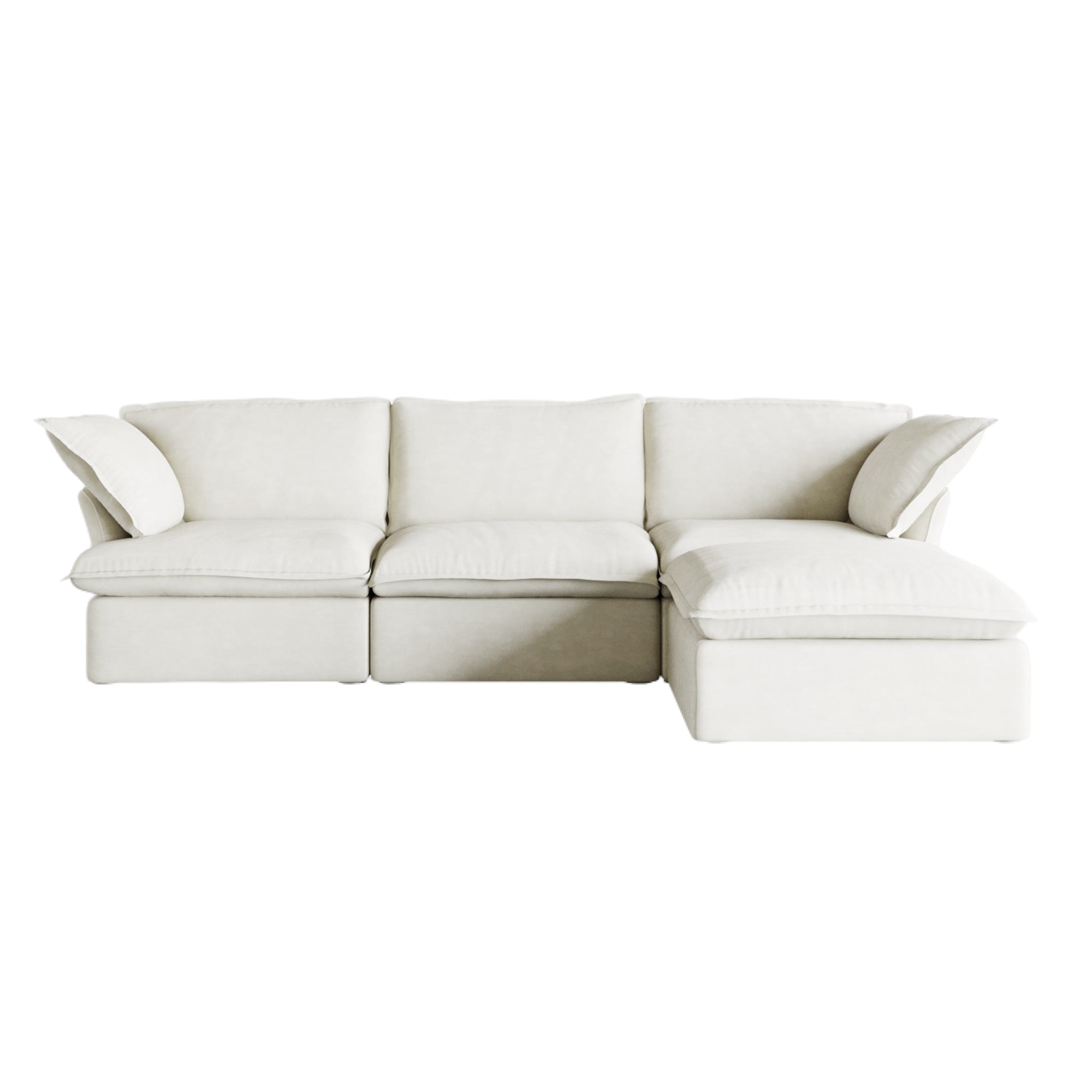 TH Classic Linen Cloud Sectional Modular Sofa | Modular Washable 122-Inch Linen L-Shaped Sectionals 4-Seaters