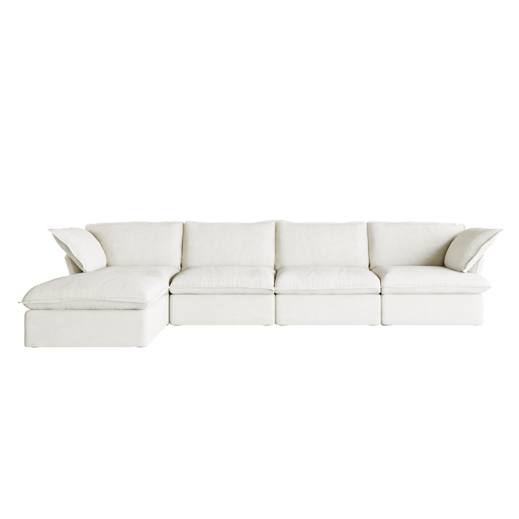 TH Classic Linen Cloud Sectional Modular Sofa | Washable Cover 162-Inch Linen L-Shaped Sectionals 5-Seaters