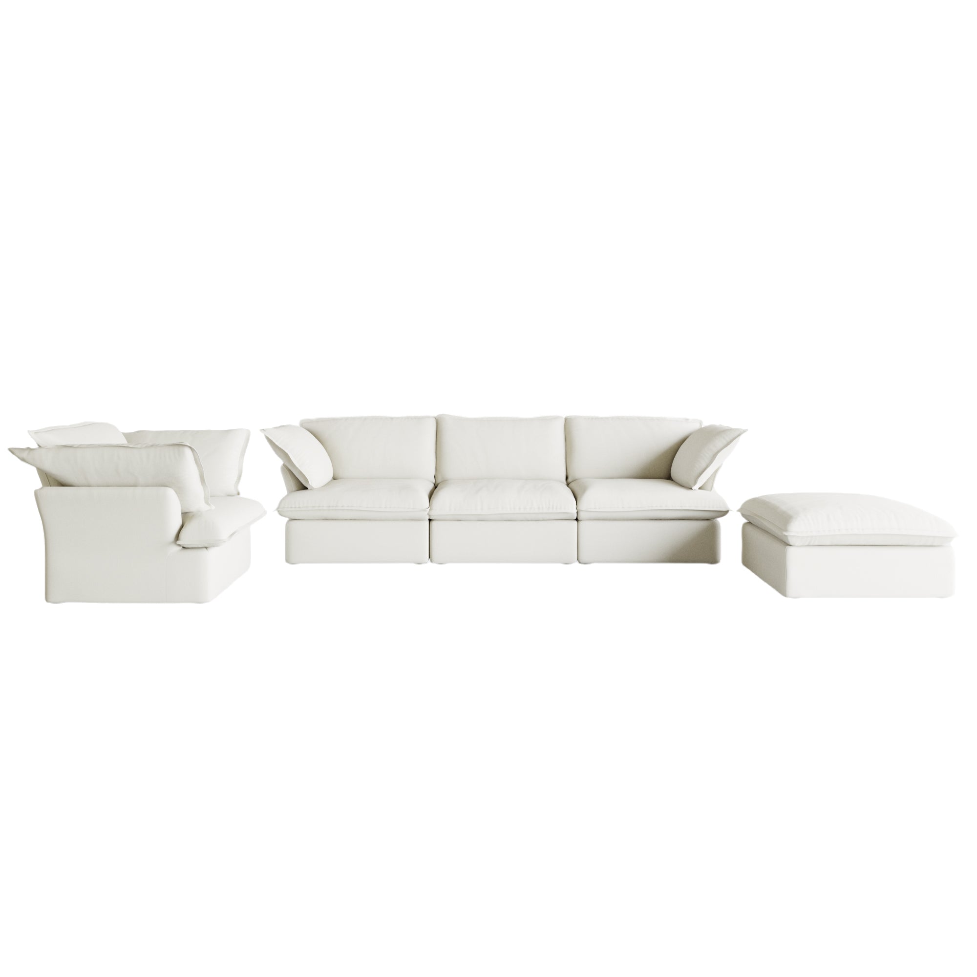 TH Classic Linen Cloud Sectional Modular Sofa | Replaceable Cover Linen Sofa Sets 5-Seaters