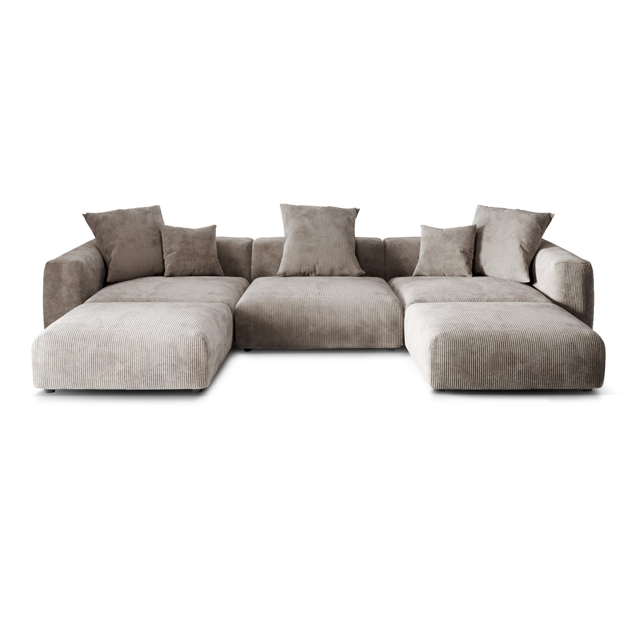 TH Pixel Modern Sectional Modular Sofa | Modular Comfort 142-Inch Corduroy U-Shaped Sectionals 5-Seaters