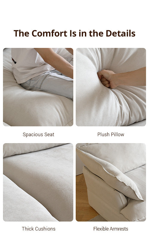 TH Classic Linen Cloud Sectional Modular Sofa | Pet-Friendly Cover 162-Inch Linen Sleepers 4-Seaters