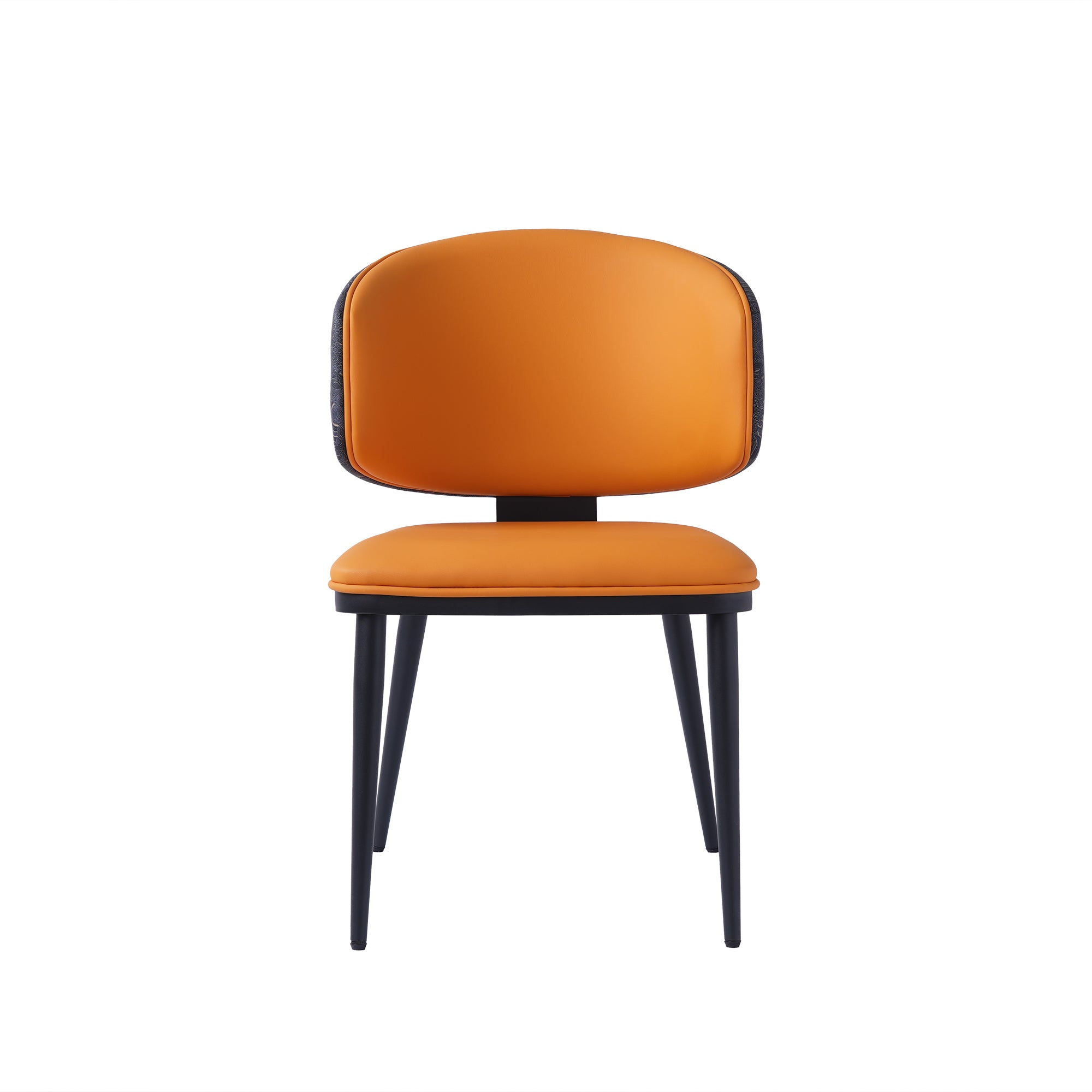 TH Minimalist Luxury Dining Chair Set of 2 | Vegan Leather | Metal Legs