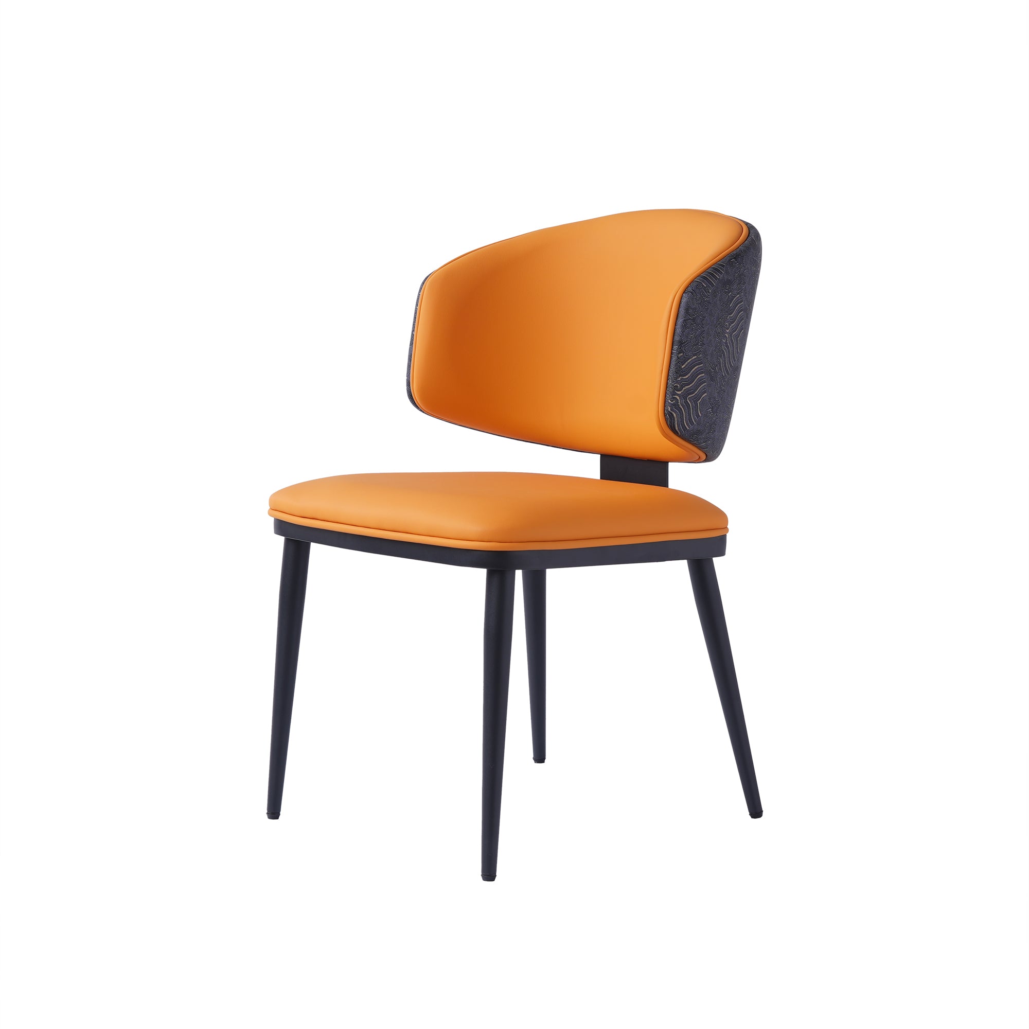 TH Minimalist Luxury Dining Chair Set of 2 | Vegan Leather | Metal Legs