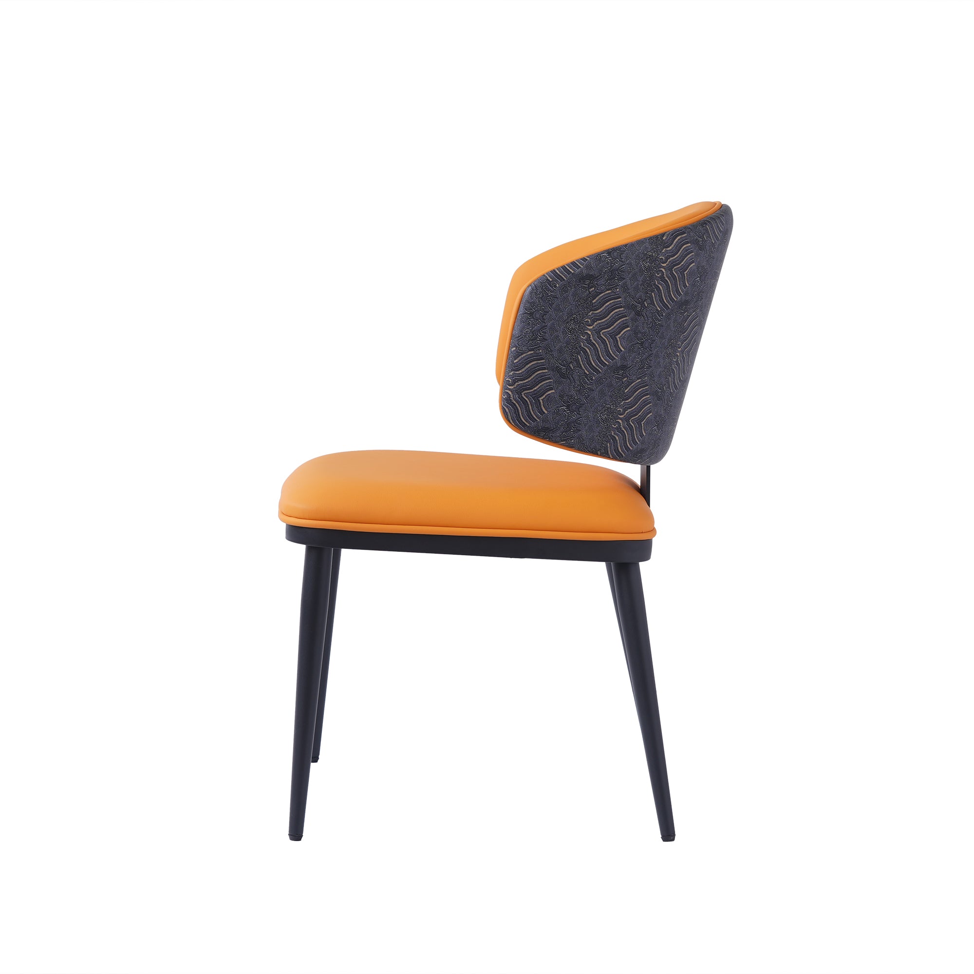 TH Minimalist Luxury Dining Chair Set of 2 | Vegan Leather | Metal Legs