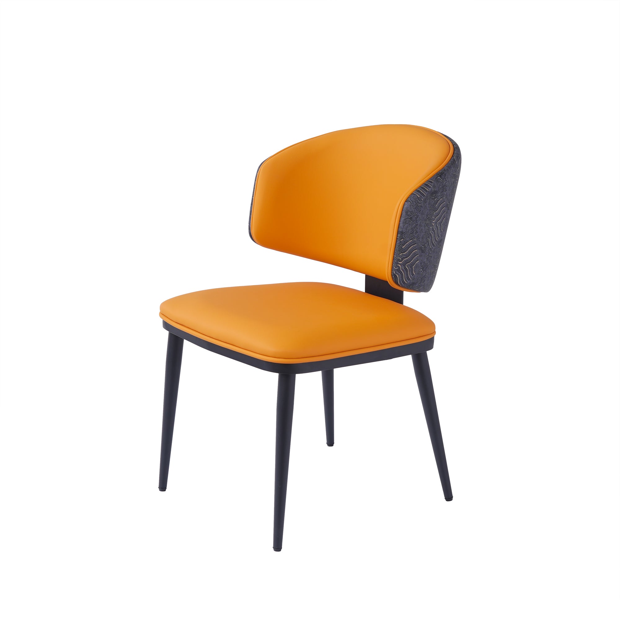 TH Minimalist Luxury Dining Chair Set of 2 | Vegan Leather | Metal Legs