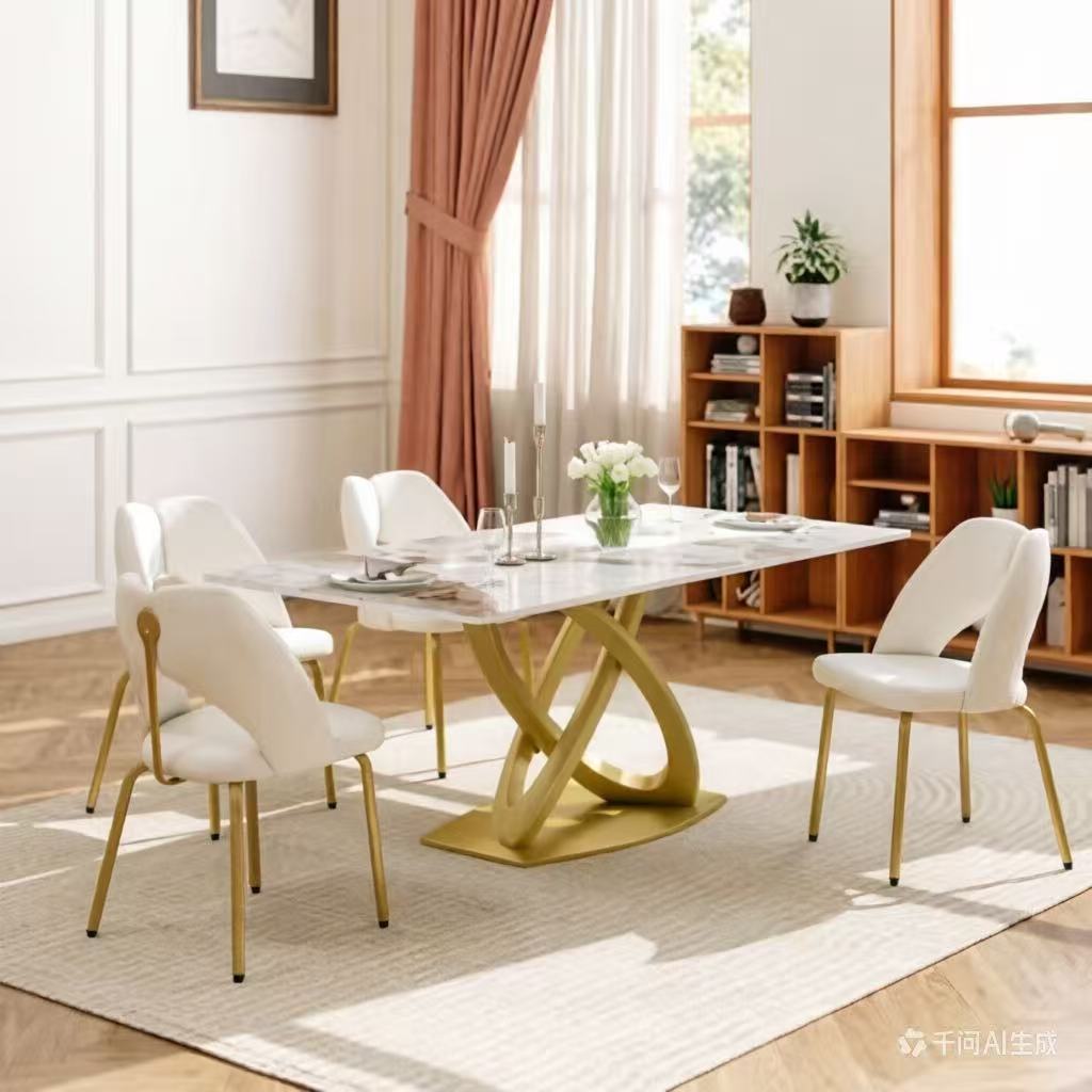 TH 70.84 in. Pandora Sintered Stone Tabletop Gold Cross Pedestal Base Dining Table
