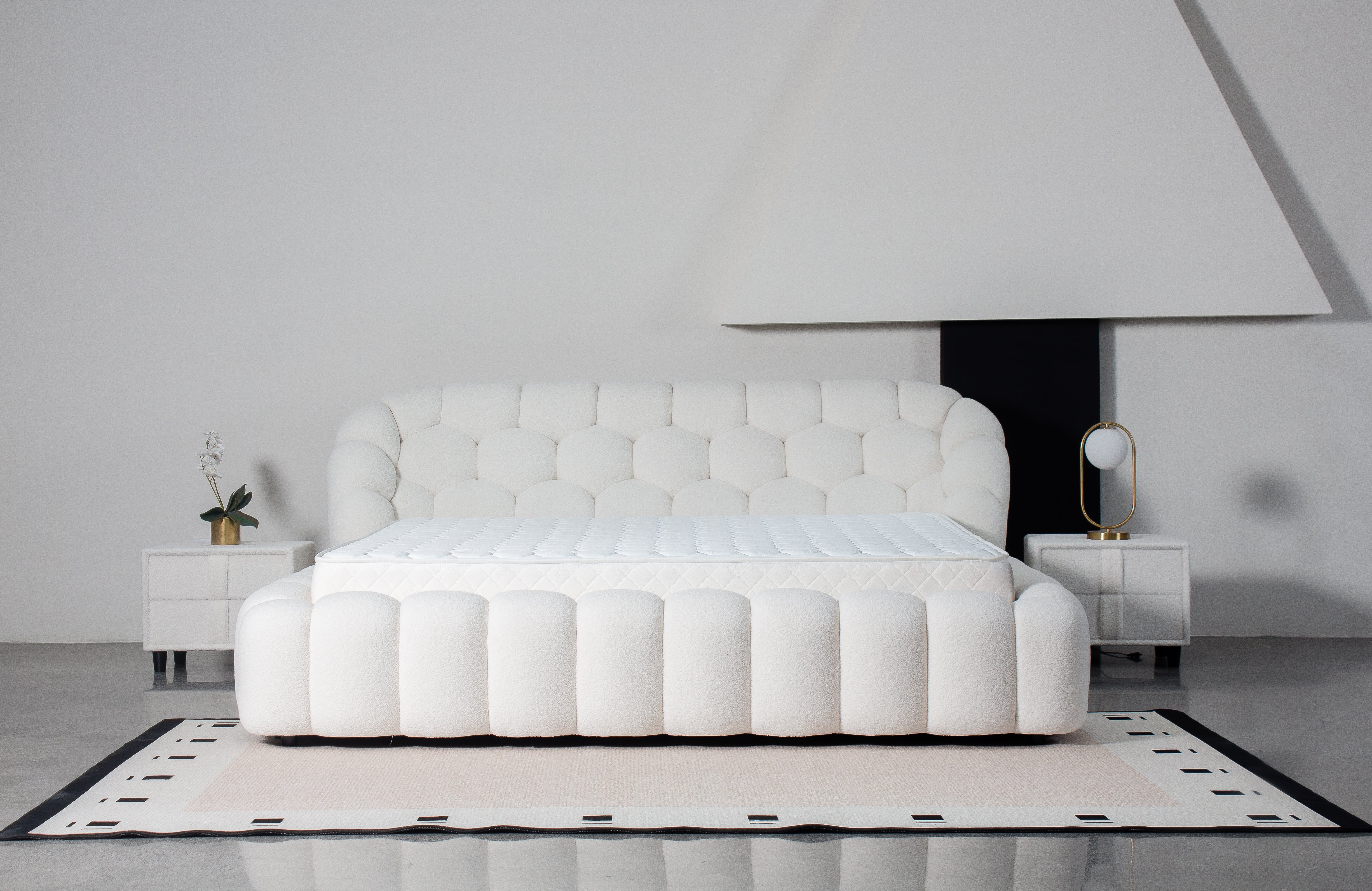 Bubble Tufted Lamb Wool Platform Bed – Queen & King Size