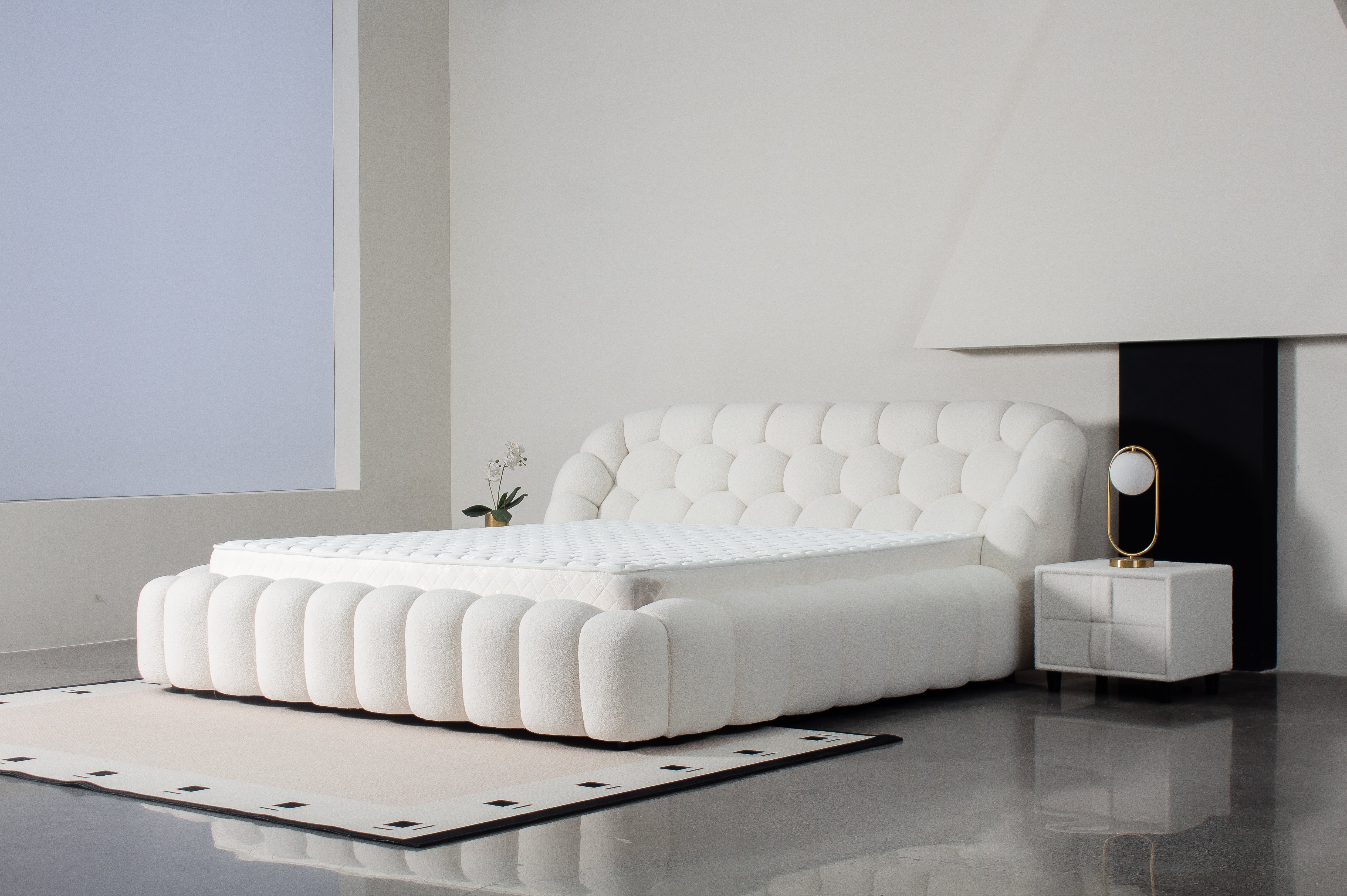 Bubble Tufted Lamb Wool Platform Bed – Queen & King Size