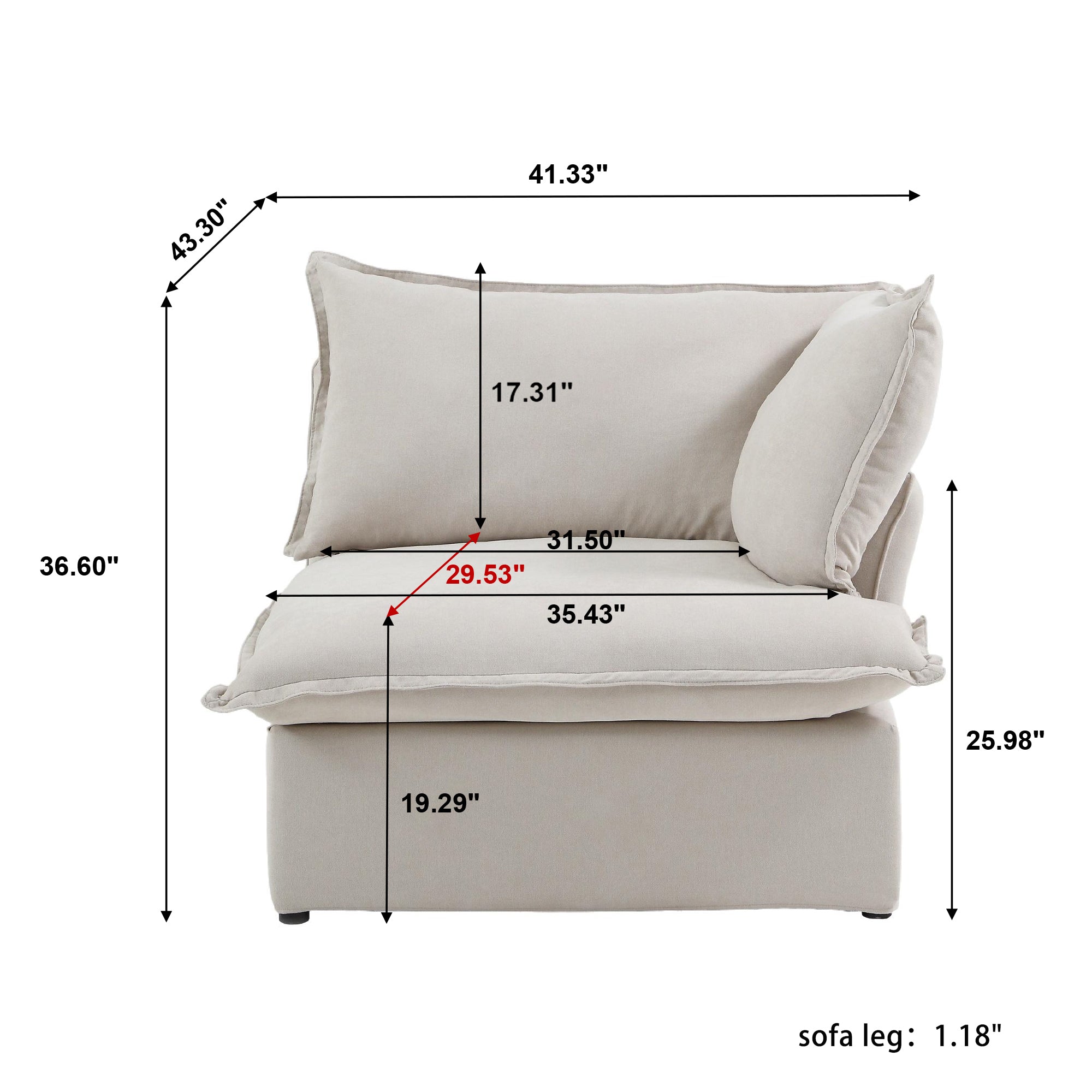 TH Classic Linen Cloud Sectional Modular Sofa | Pet-Friendly Cover 162-Inch Linen Sleepers 4-Seaters