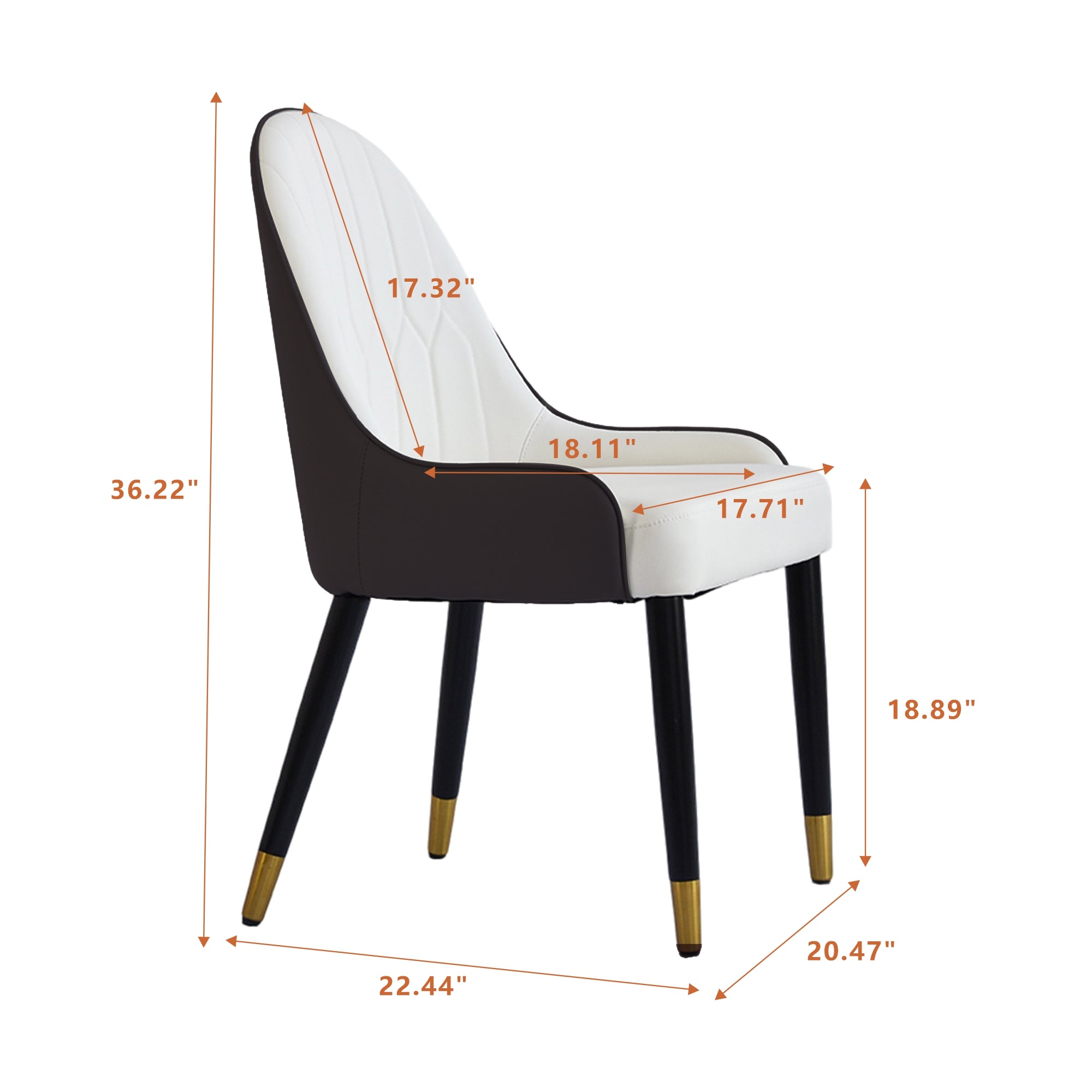 TH Quilted Back Dining Chair Set of 2 | Contrast Color Vegan Leather