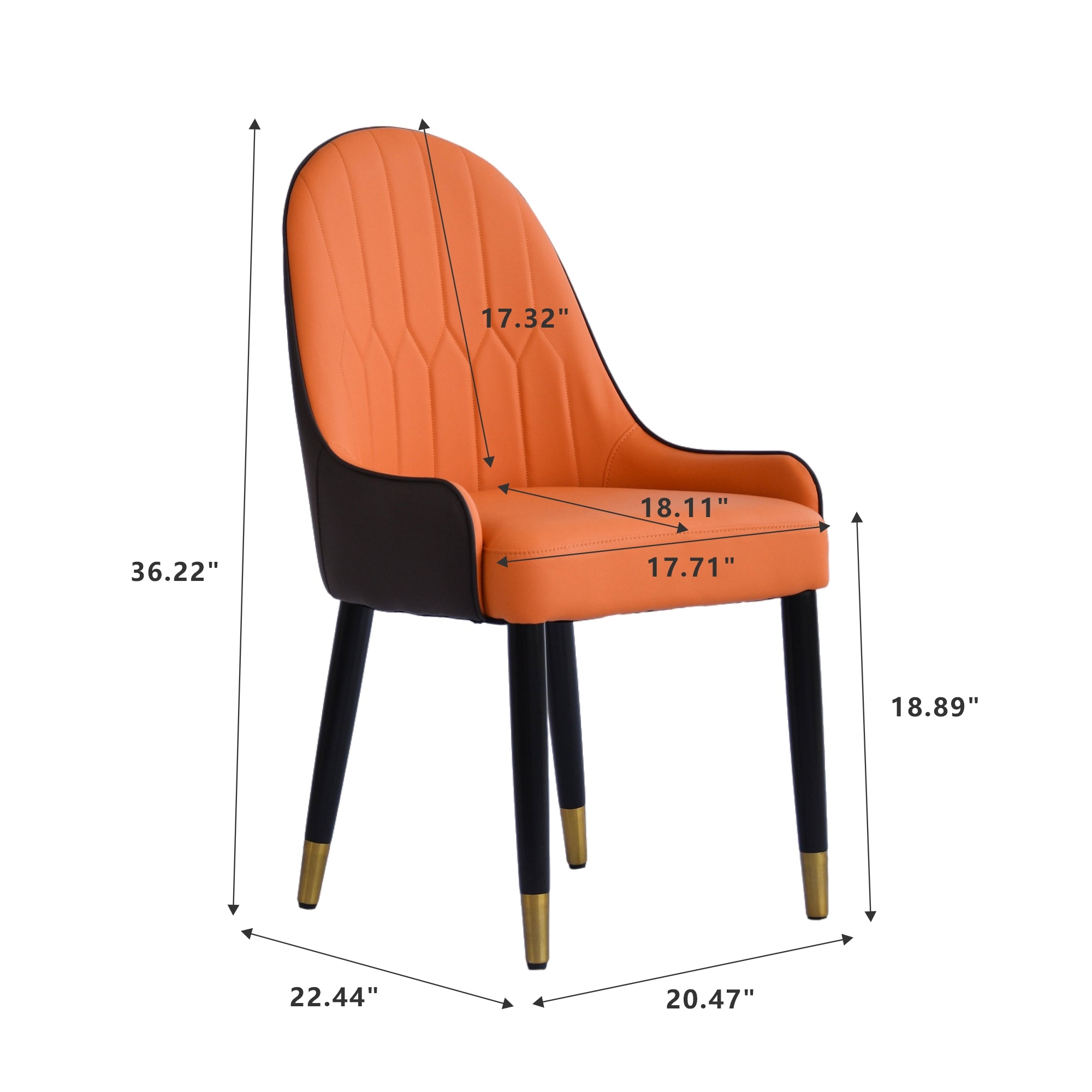 TH Quilted Back Dining Chair Set of 2 | Contrast Color Vegan Leather